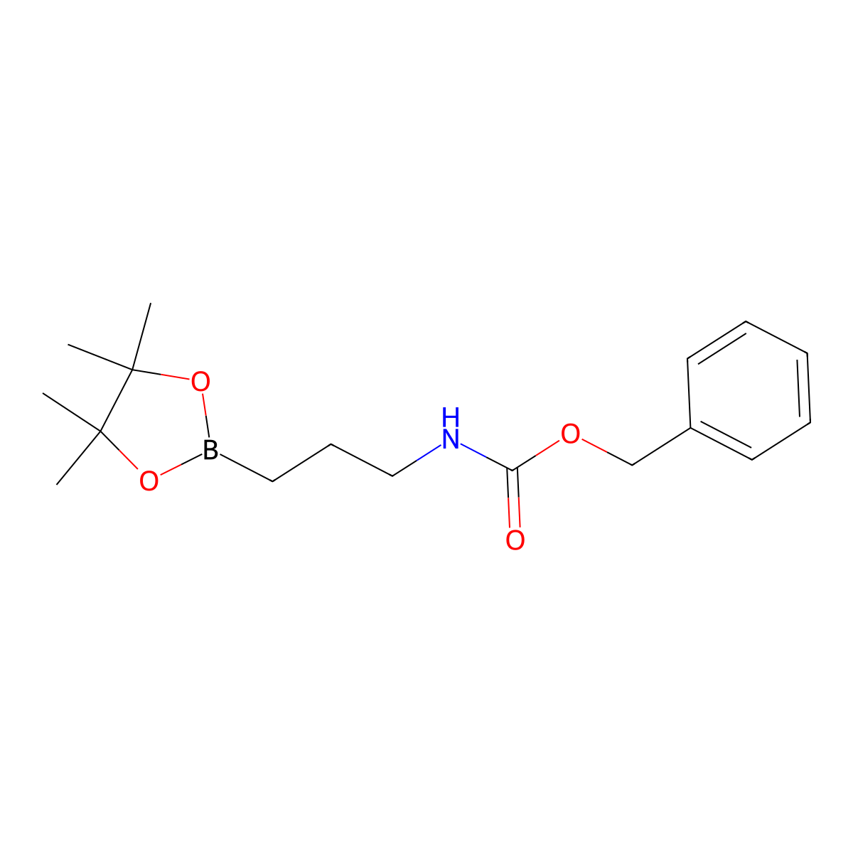 Benzyl N-[3-(tetramethyl-1,3,2-dioxaborolan-2-yl)propyl]carbamate molecular structure, CAS 2377607-42-4