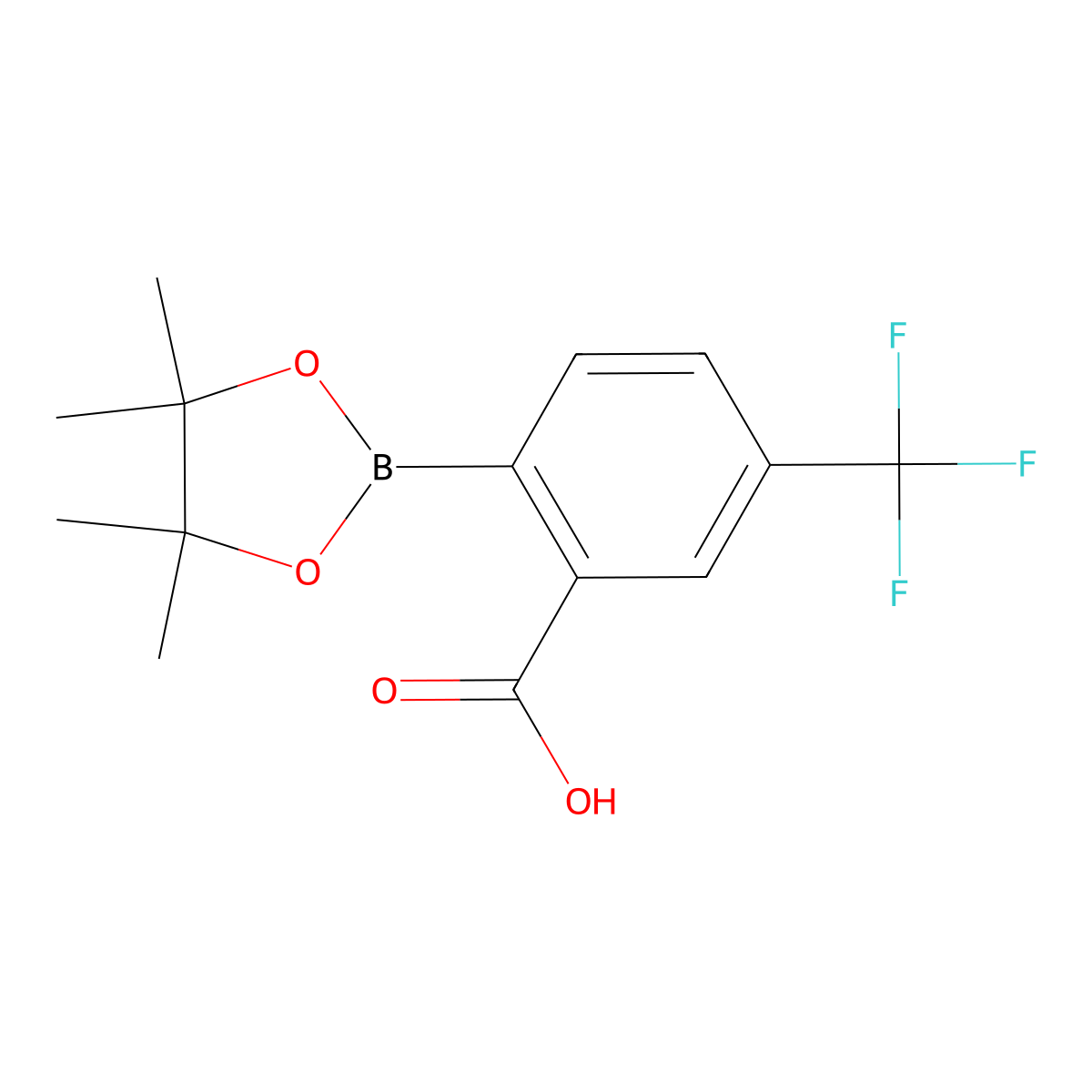 2-(Tetramethyl-1,3,2-dioxaborolan-2-yl)-5-(trifluoromethyl)benzoic acid molecular structure, CAS 2377607-44-6