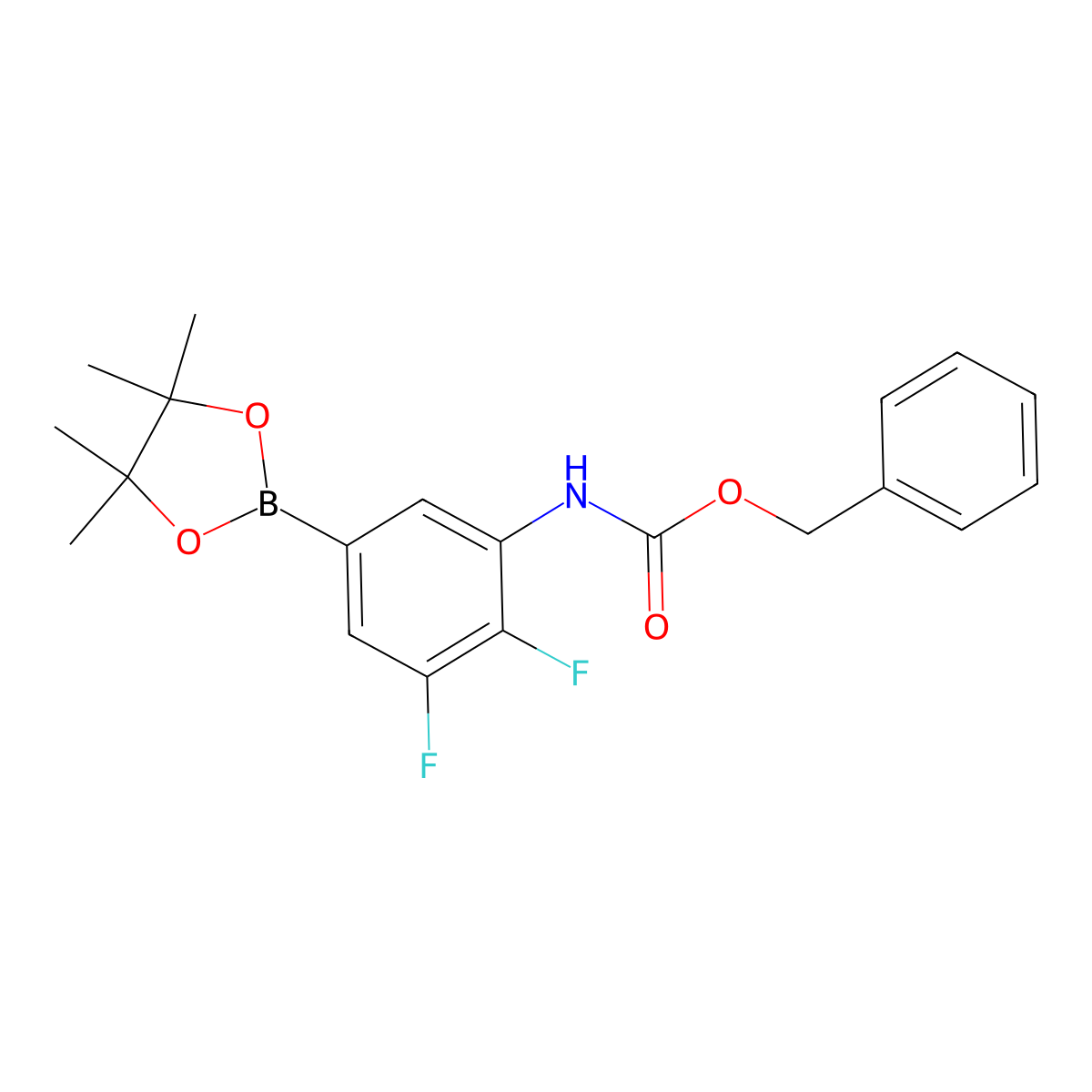 Benzyl (2,3-difluoro-5-(4,4,5,5-tetramethyl-1,3,2-dioxaborolan-2-yl)phenyl)carbamate molecular structure, CAS 2377607-45-7
