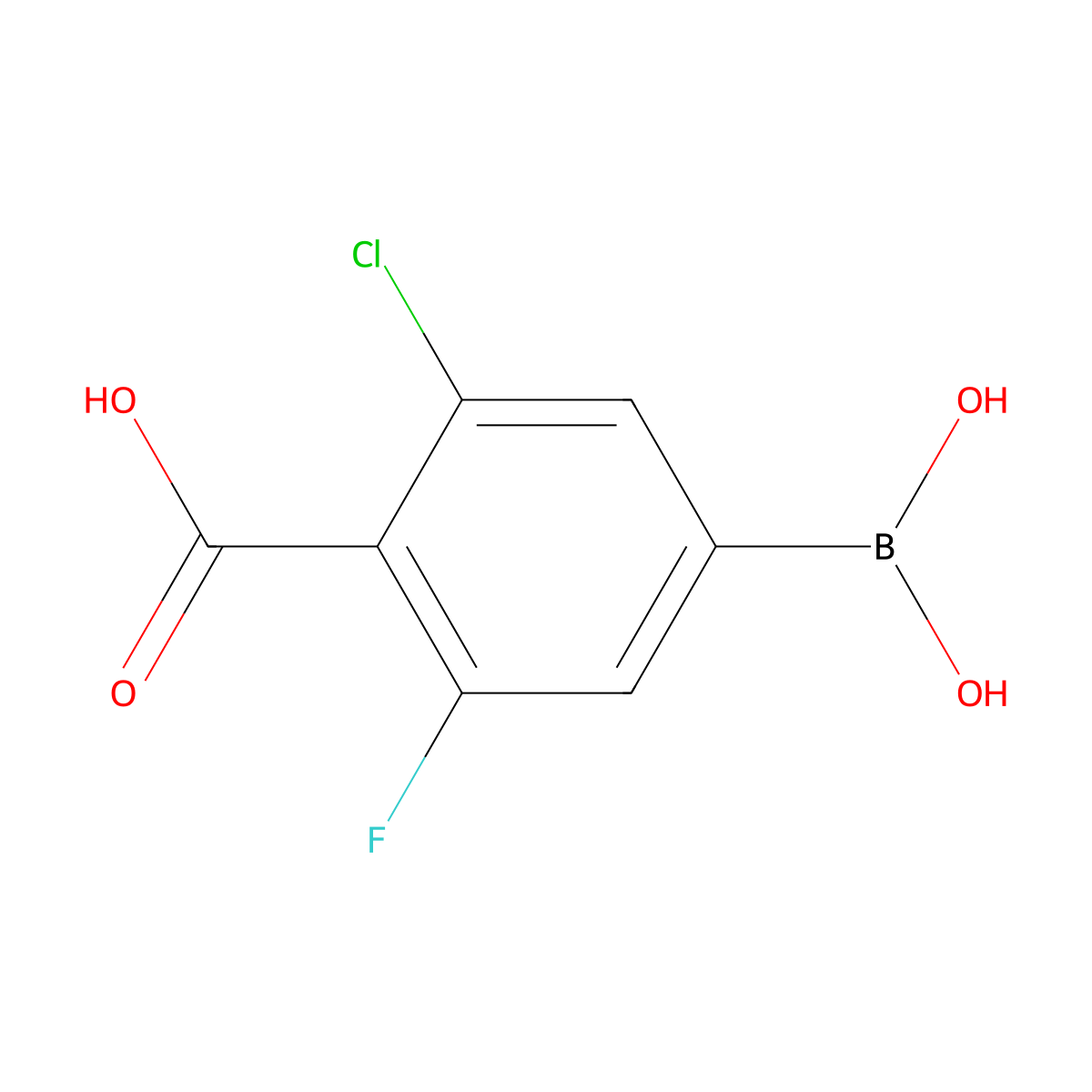 4-Borono-2-chloro-6-fluorobenzoic acid molecular structure, CAS 2377607-46-8