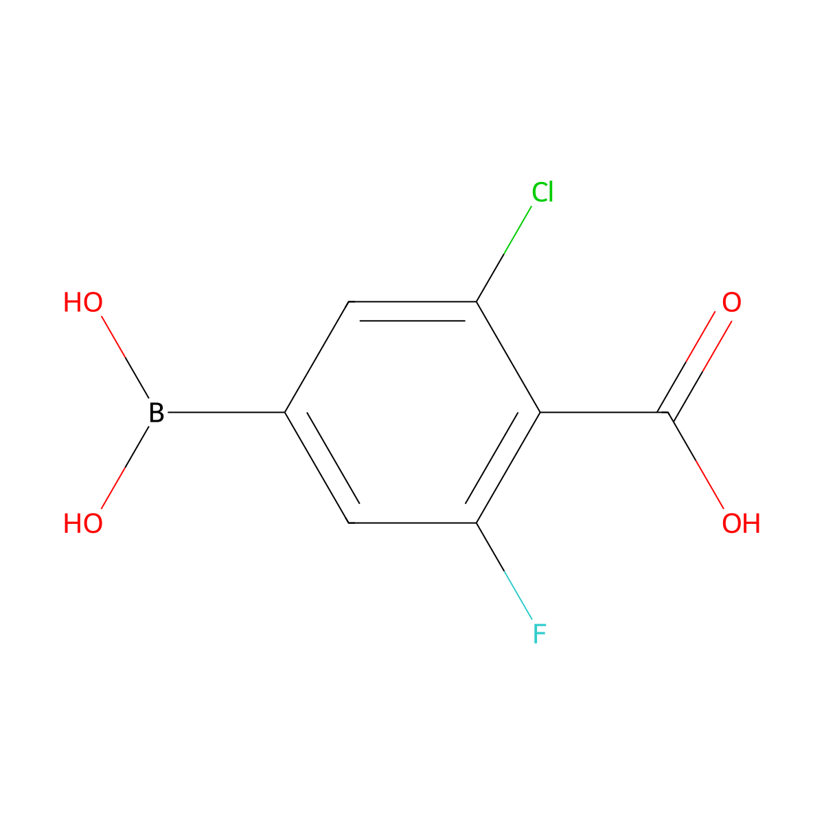 4-Borono-2-chloro-6-fluorobenzoic acid molecular structure, CAS 2377607-46-8