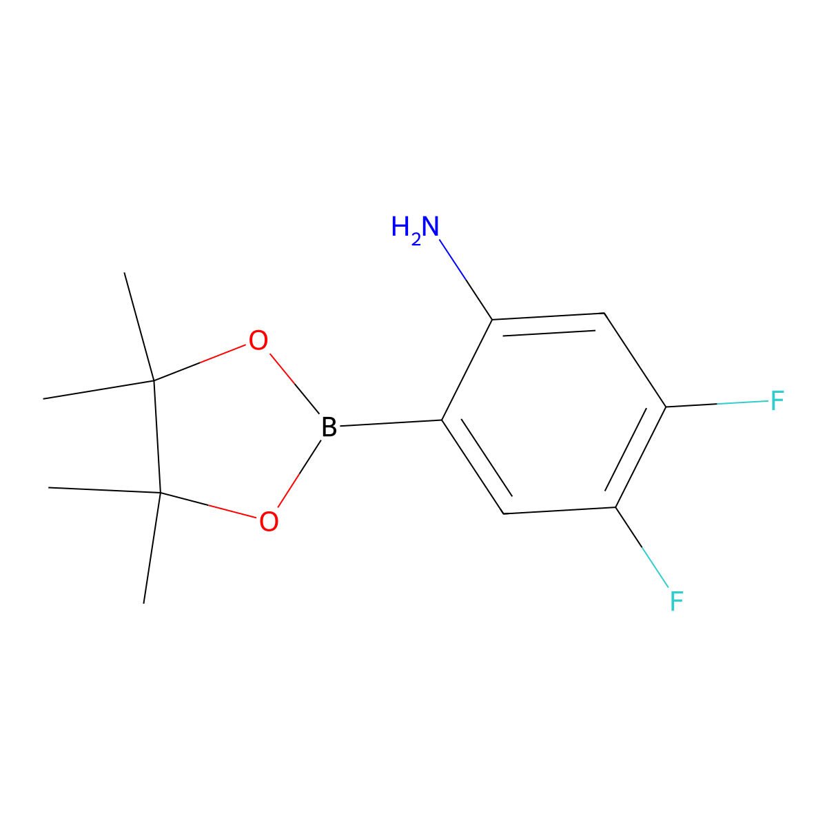 4,5-Difluoro-2-(tetramethyl-1,3,2-dioxaborolan-2-yl)aniline molecular structure, CAS 2377607-47-9