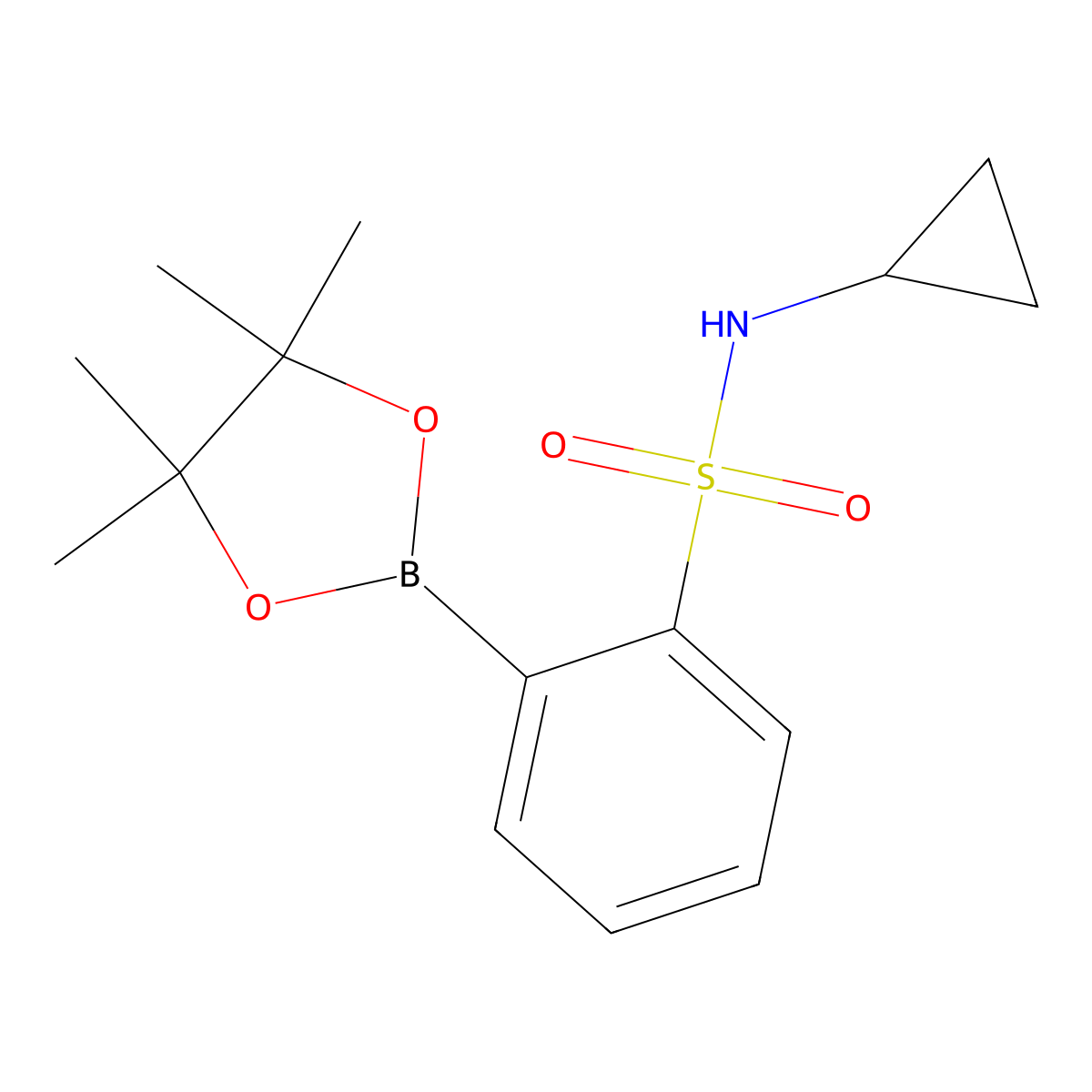 N-Cyclopropyl-2-(tetramethyl-1,3,2-dioxaborolan-2-yl)benzenesulfonamide molecular structure, CAS 2377607-54-8