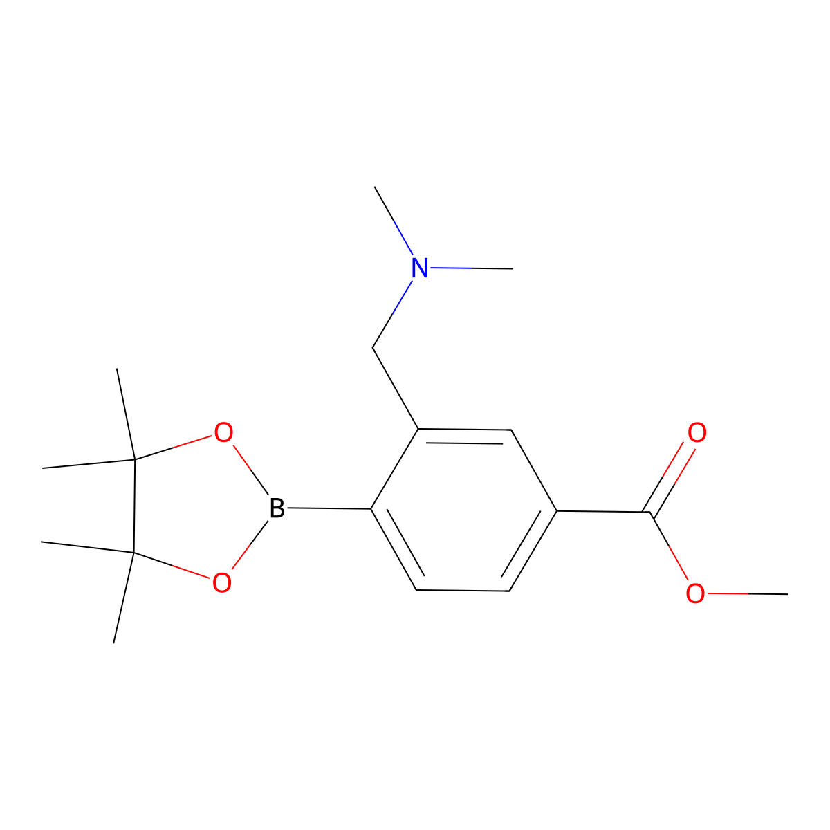 2-Dimethylaminomethyl-4-(methoxycarbonyl)phenylboronic acid pinacol ester molecular structure, CAS 2377607-56-0