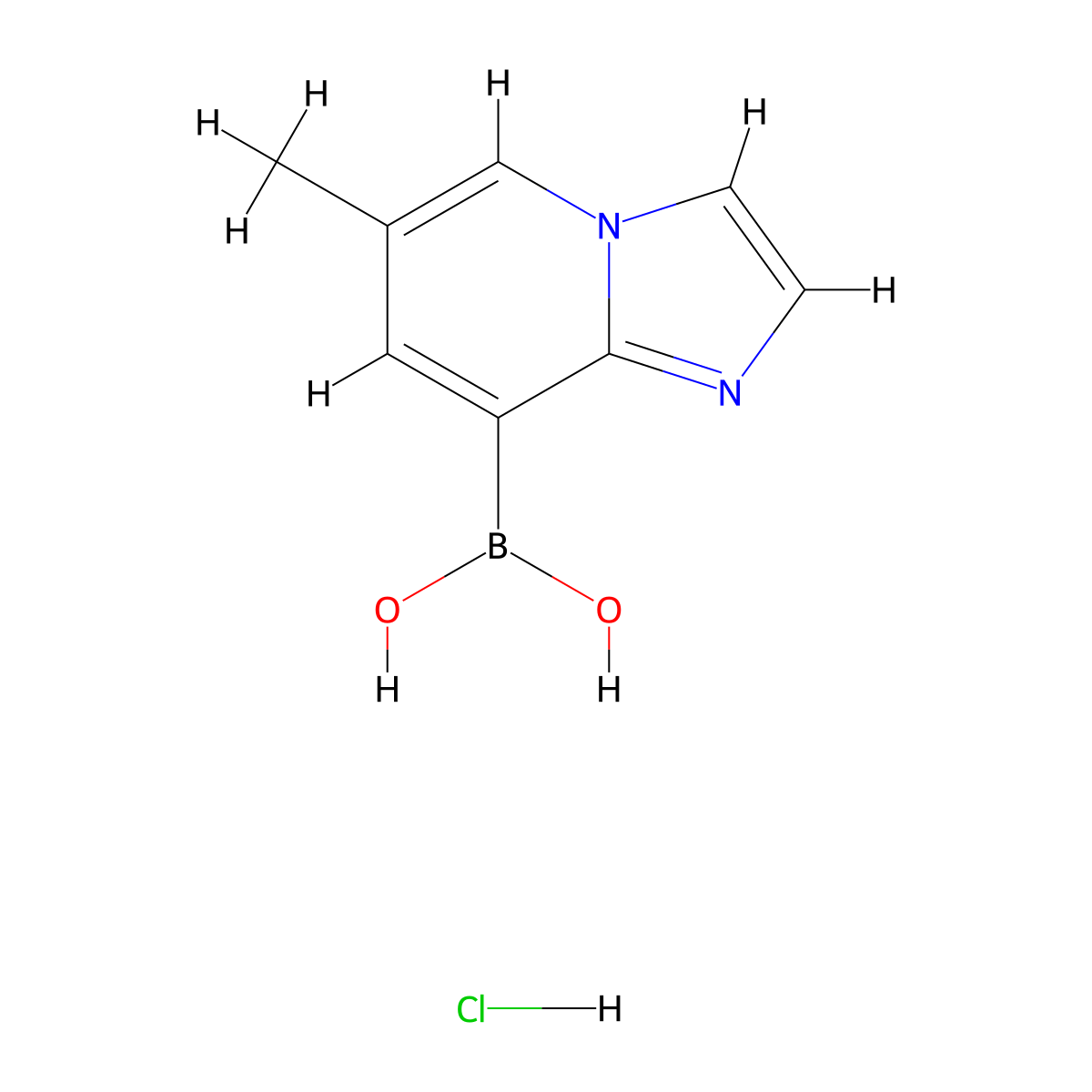 {6-Methylimidazo[1,2-a]pyridin-8-yl}boronic acid hydrochloride molecular structure, CAS 2377607-69-5
