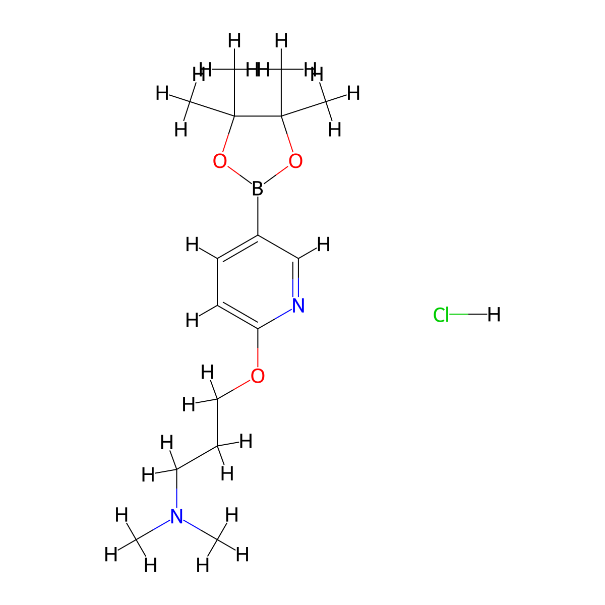 Dimethyl(3-{[5-(tetramethyl-1,3,2-dioxaborolan-2-yl)pyridin-2-yl]oxy}propyl)amine hydrochloride molecular structure, CAS 2377607-73-1