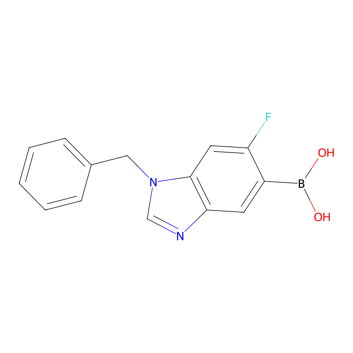 (1-Benzyl-6-fluoro-1,3-benzodiazol-5-yl)boronic acid molecular structure, CAS 2377607-75-3