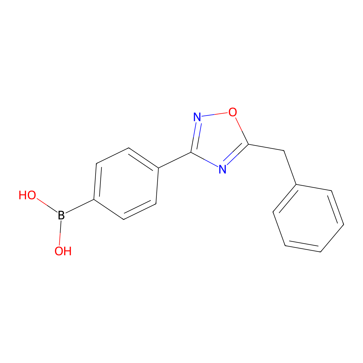 4-(5-Benzyl-1,2,4-oxadiazol-3-YL)phenylboronic acid molecular structure, CAS 2377607-77-5