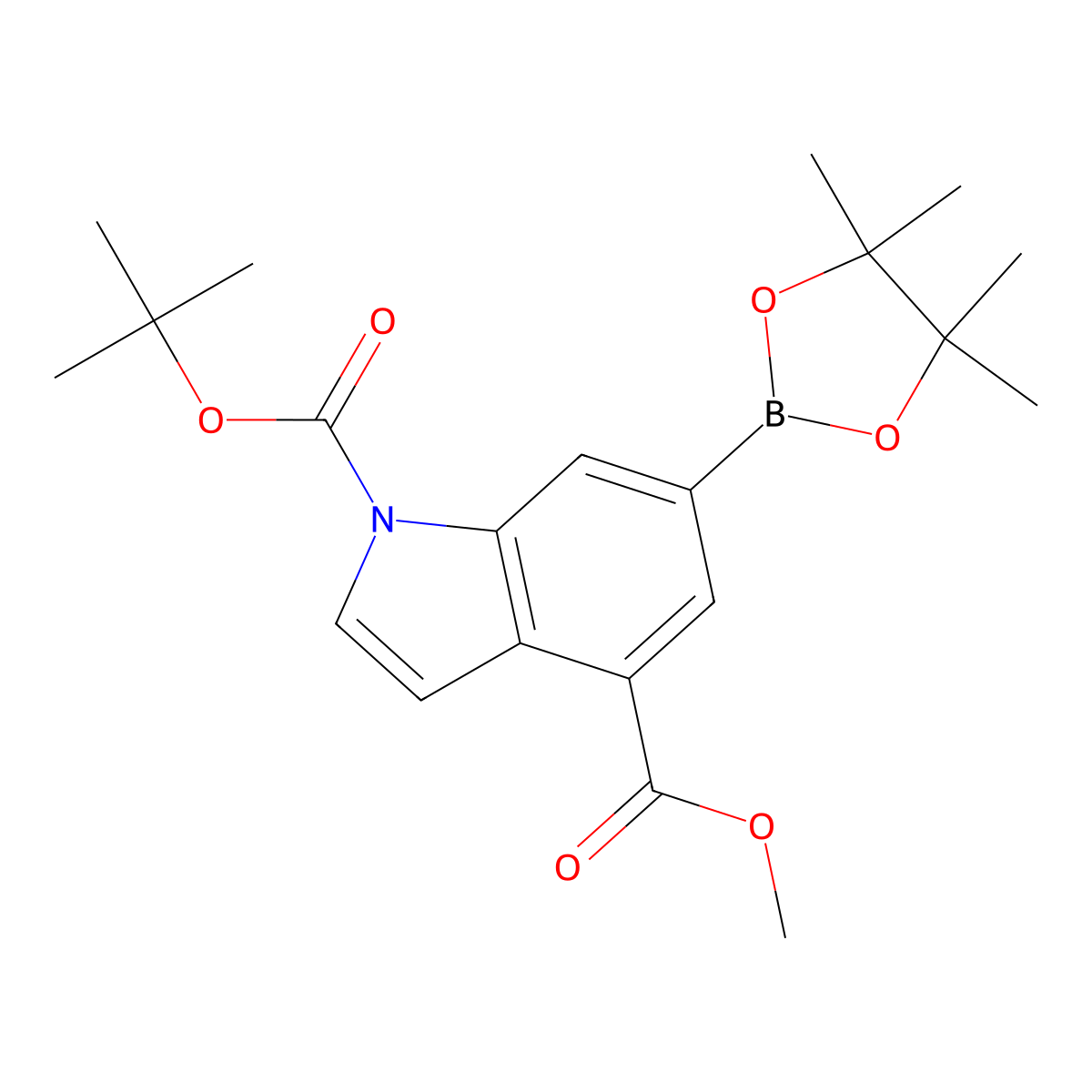 1-(tert-Butyl) 4-methyl 6-(4,4,5,5-tetramethyl-1,3,2-dioxaborolan-2-yl)-1H-indole-1,4-dicarboxylate molecular structure, CAS 2377607-84-4
