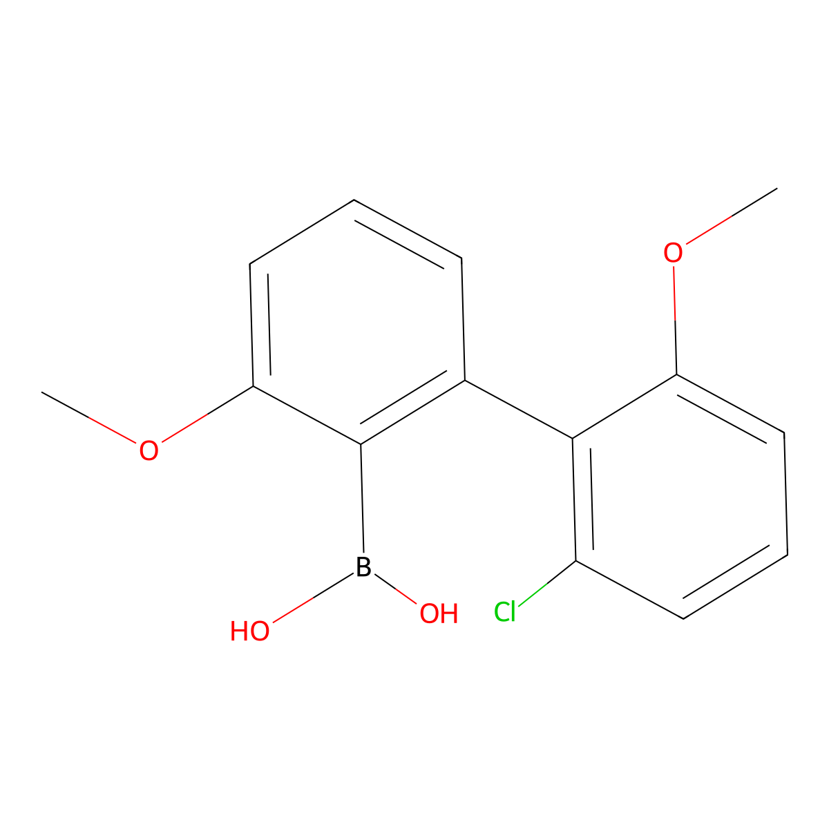 2-(2-Chloro-6-methoxyphenyl)-6-methoxyphenylboronic acid molecular structure, CAS 2377607-94-6