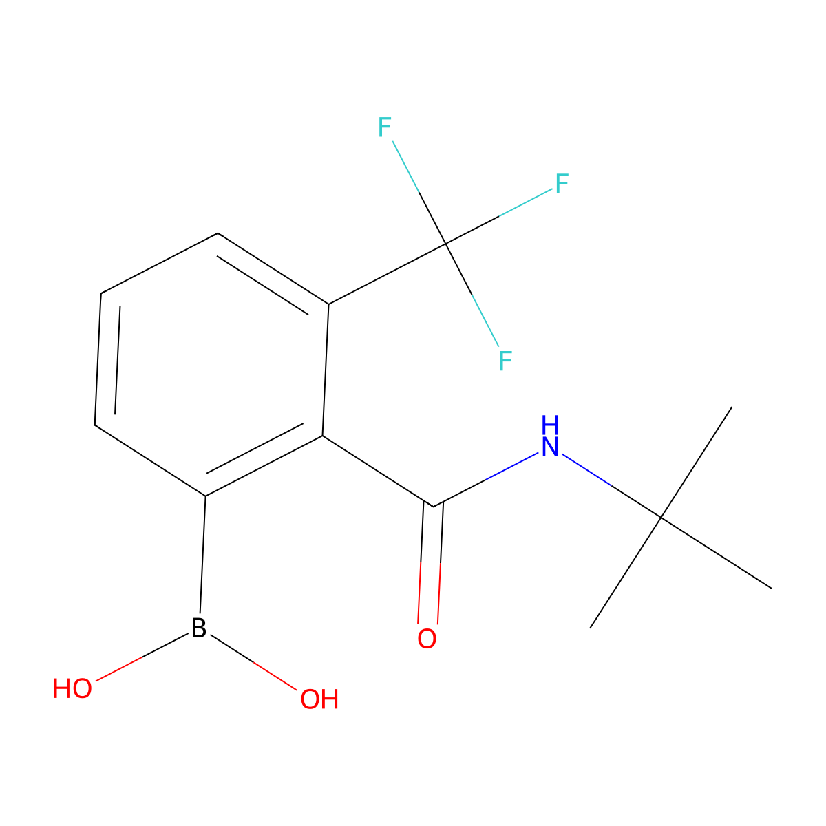 [2-(Tert-butylcarbamoyl)-3-(trifluoromethyl)phenyl]boronic acid molecular structure, CAS 2377607-97-9
