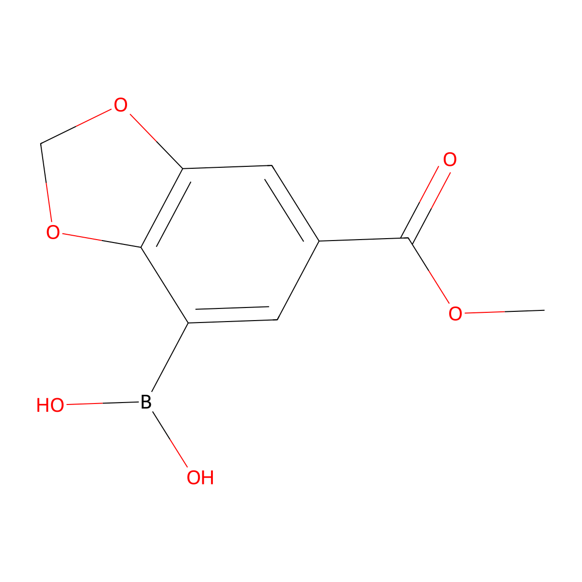 5-Methoxycarbonyl-2,3-methylenedioxyphenylboronic acid molecular structure, CAS 2377608-01-8