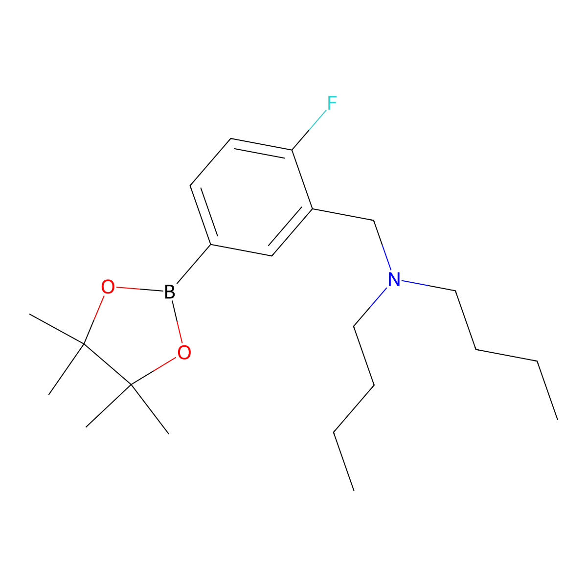 3-(N-Dibutylamino)methyl-4-fluorophenylboronic acid pinacol ester molecular structure, CAS 2377608-08-5