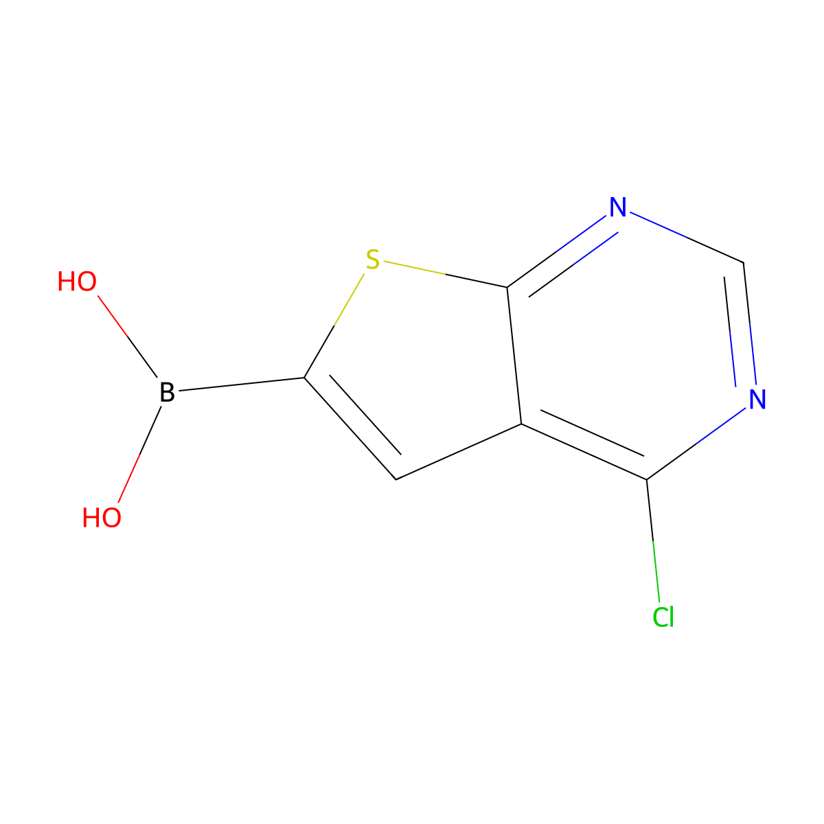 4-Chlorothieno[2,3-d]pyrimidine-6-boronic acid molecular structure, CAS 2377608-11-0
