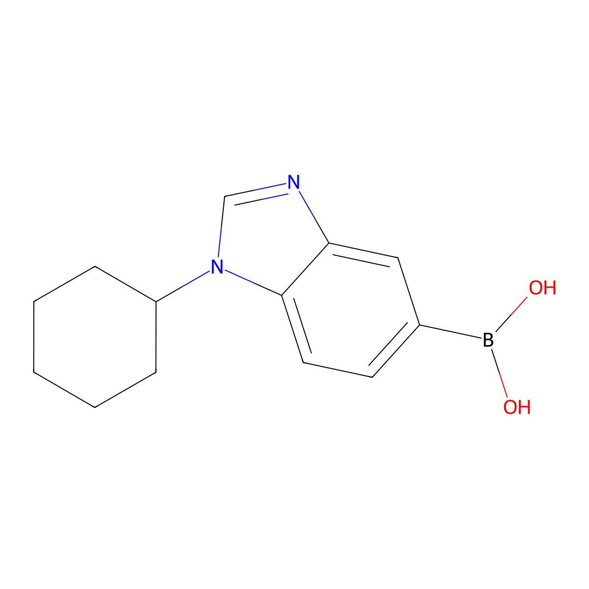 (1-Cyclohexyl-1,3-benzodiazol-5-yl)boronic acid molecular structure, CAS 2377608-17-6