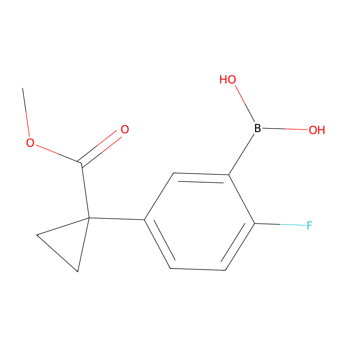 2-Fluoro-5-(1-(methoxycarbonyl)cyclopropyl)phenylboronic acid molecular structure, CAS 2377608-18-7