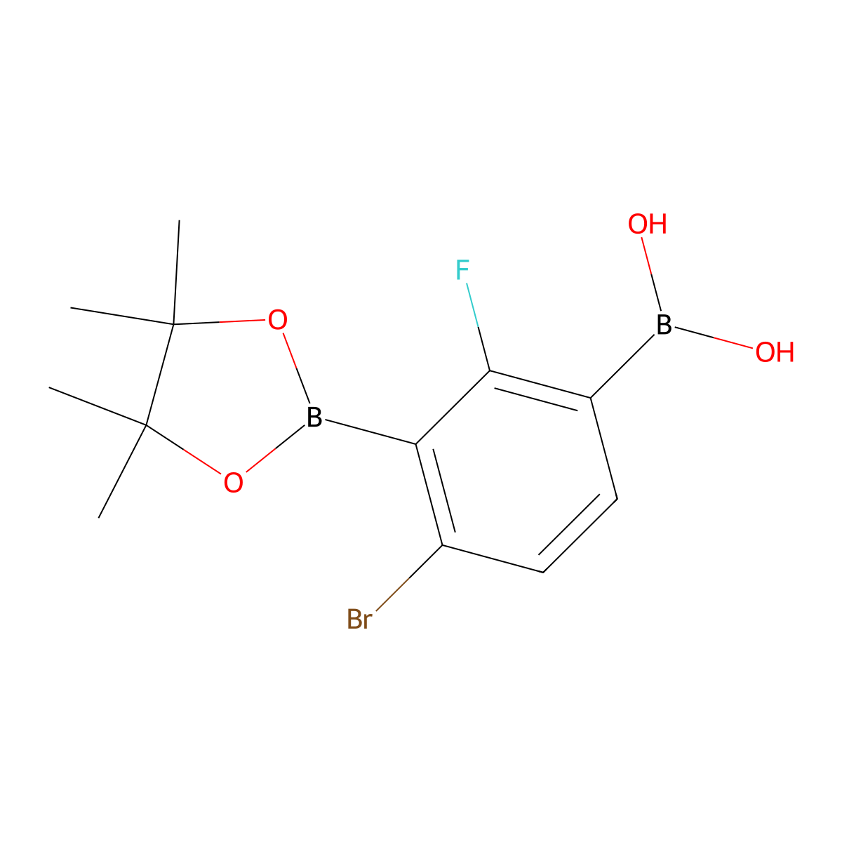 3-Borono-6-bromo-2-fluorophenylboronic acid pinacol ester molecular structure, CAS 2377608-20-1