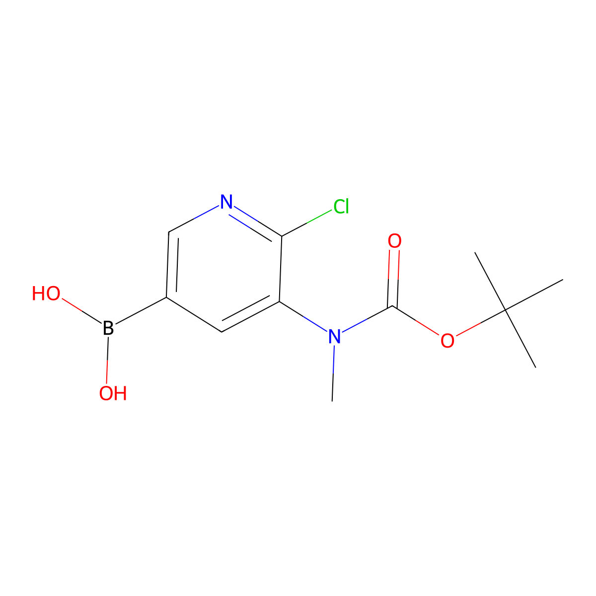 3-(N-BOC-N-Methylamino)-2-chloropyridine-5-boronic acid molecular structure, CAS 2377608-21-2