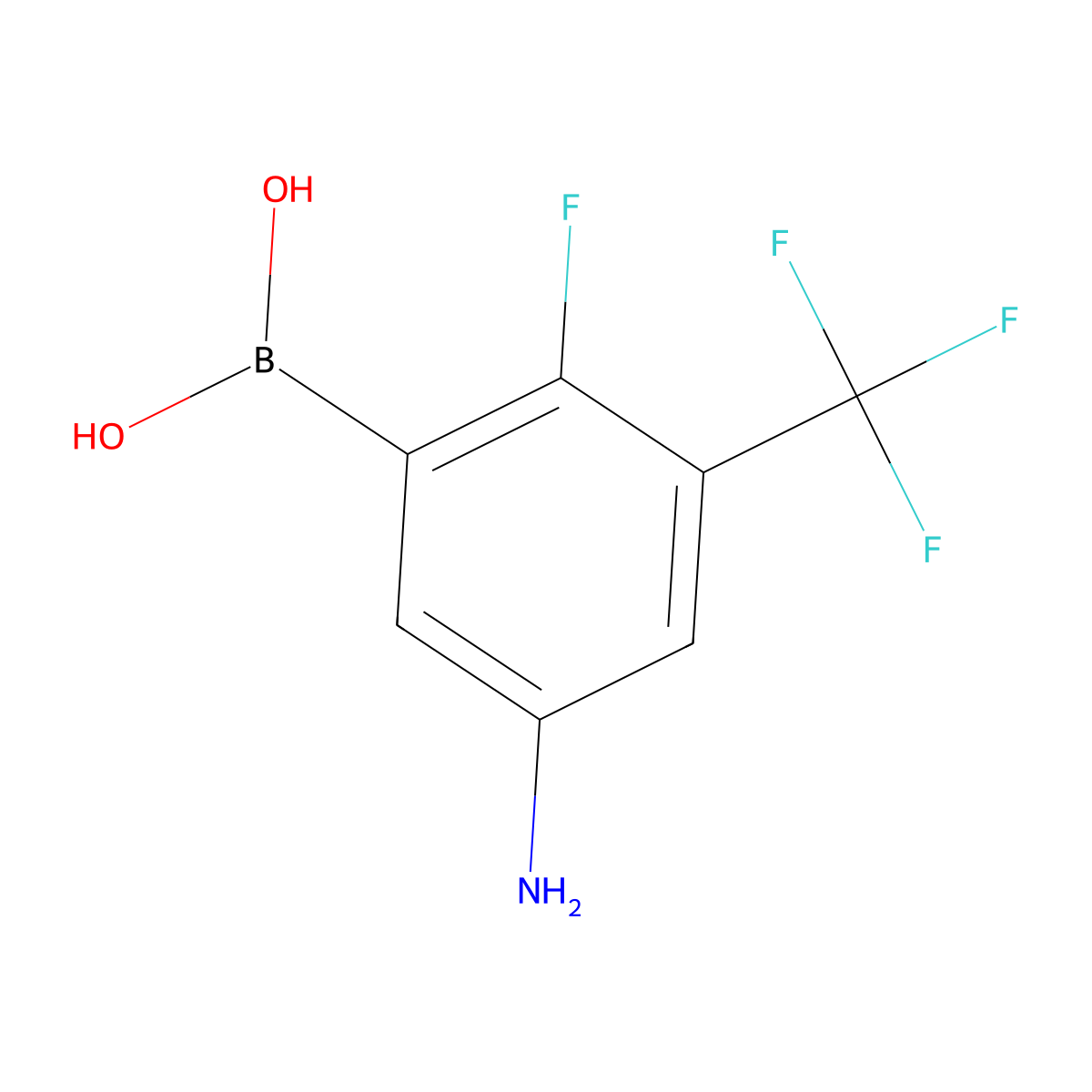 [5-Amino-2-fluoro-3-(trifluoromethyl)phenyl]boronic acid molecular structure, CAS 2377608-24-5