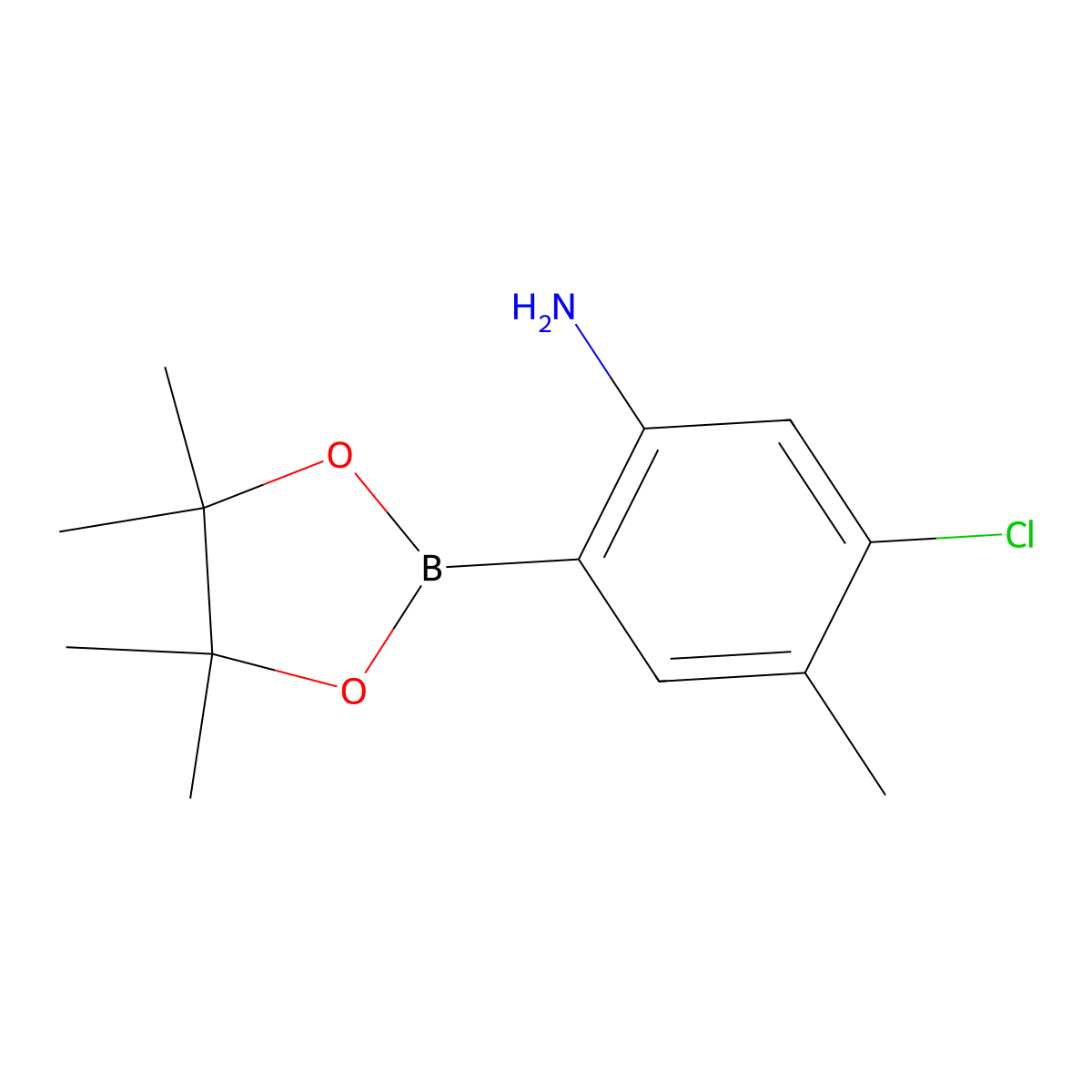 5-Chloro-4-methyl-2-(tetramethyl-1,3,2-dioxaborolan-2-yl)aniline molecular structure, CAS 2377608-30-3