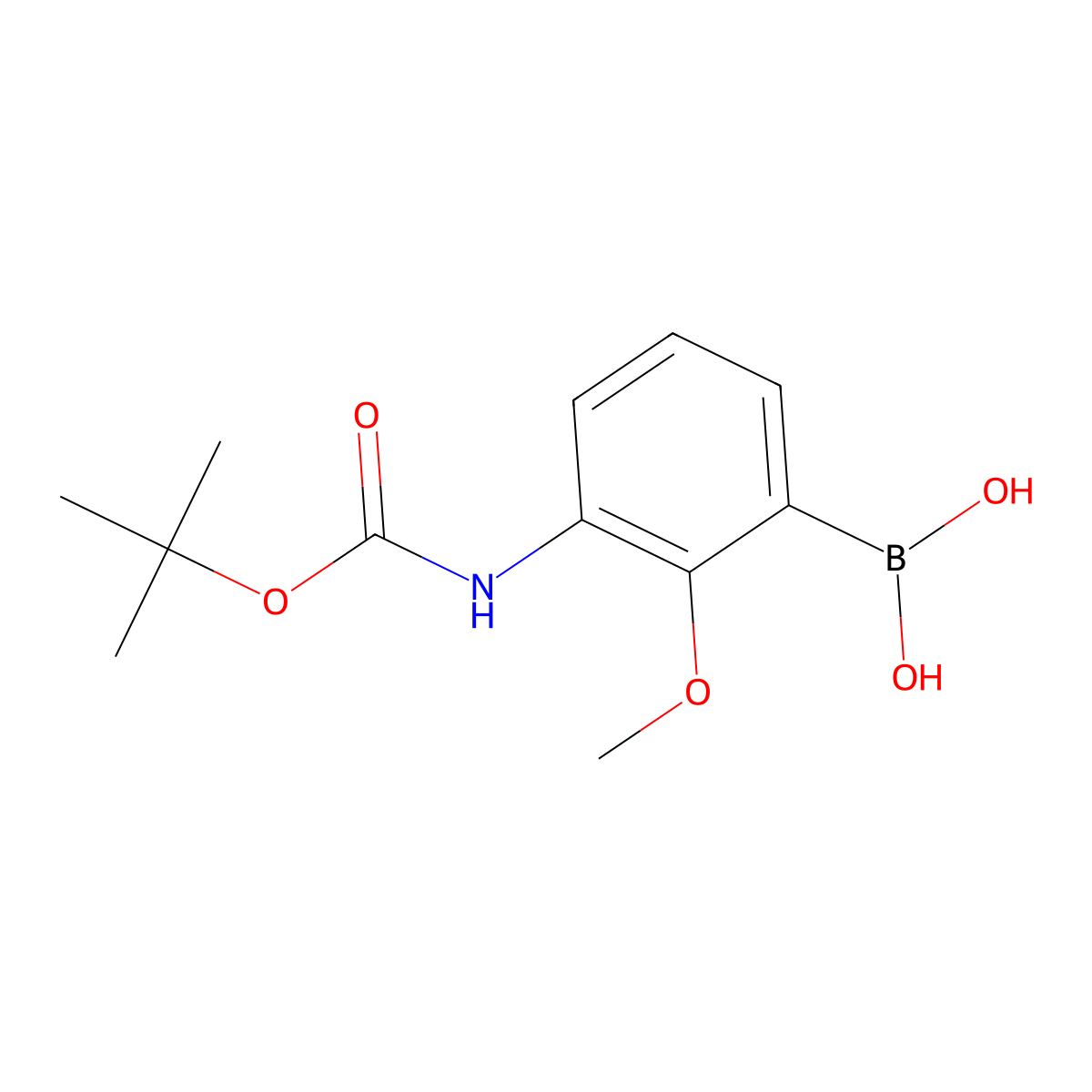 (3-BOC-Amino)-2-methoxyphenylboronic acid molecular structure, CAS 2377608-32-5