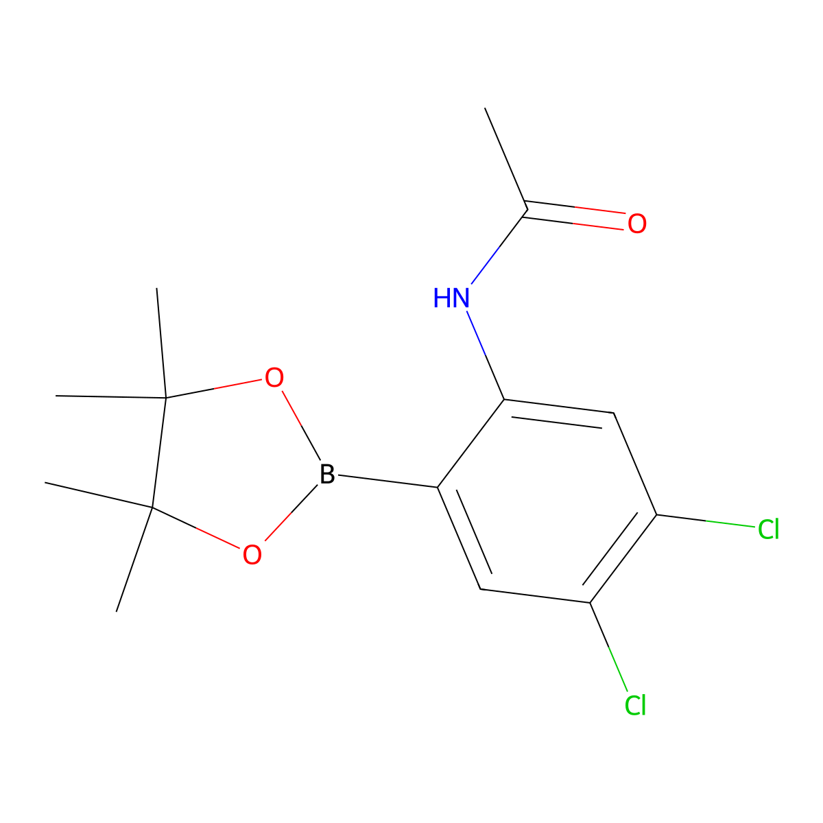 N-[4,5-Dichloro-2-(tetramethyl-1,3,2-dioxaborolan-2-yl)phenyl]acetamide molecular structure, CAS 2377608-33-6