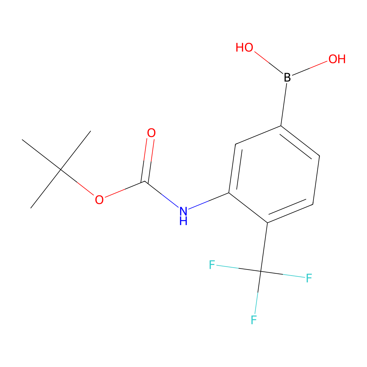 3-(t-Butoxycarbonyl)amino-4-(trifluoromethyl)phenylboronic acid molecular structure, CAS 2377608-34-7