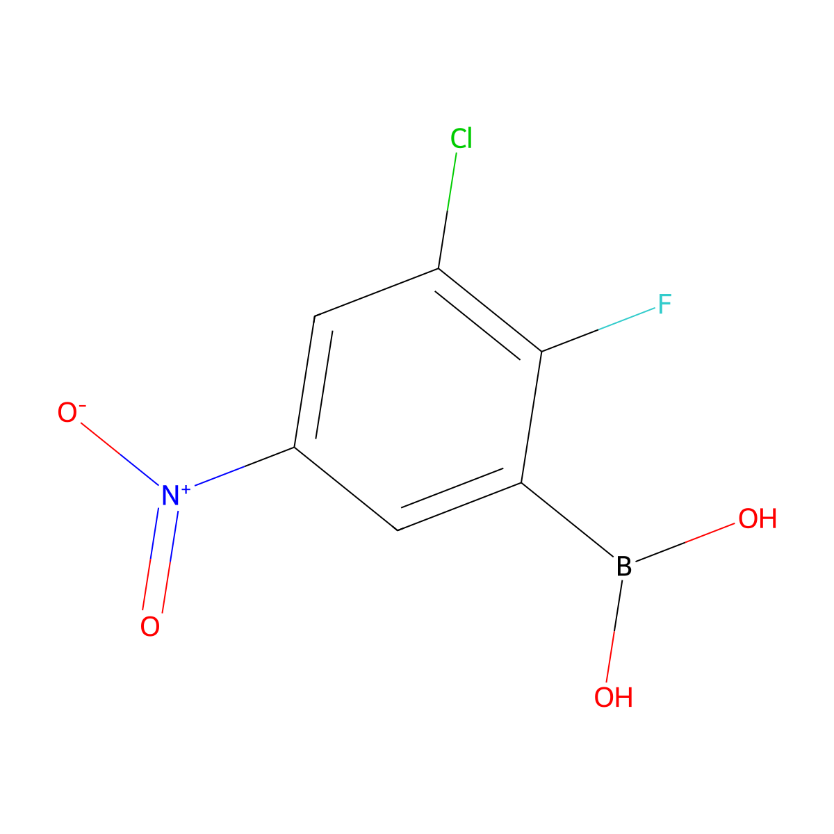 3-Chloro-2-fluoro-5-nitrophenylboronic acid molecular structure, CAS 2377608-35-8