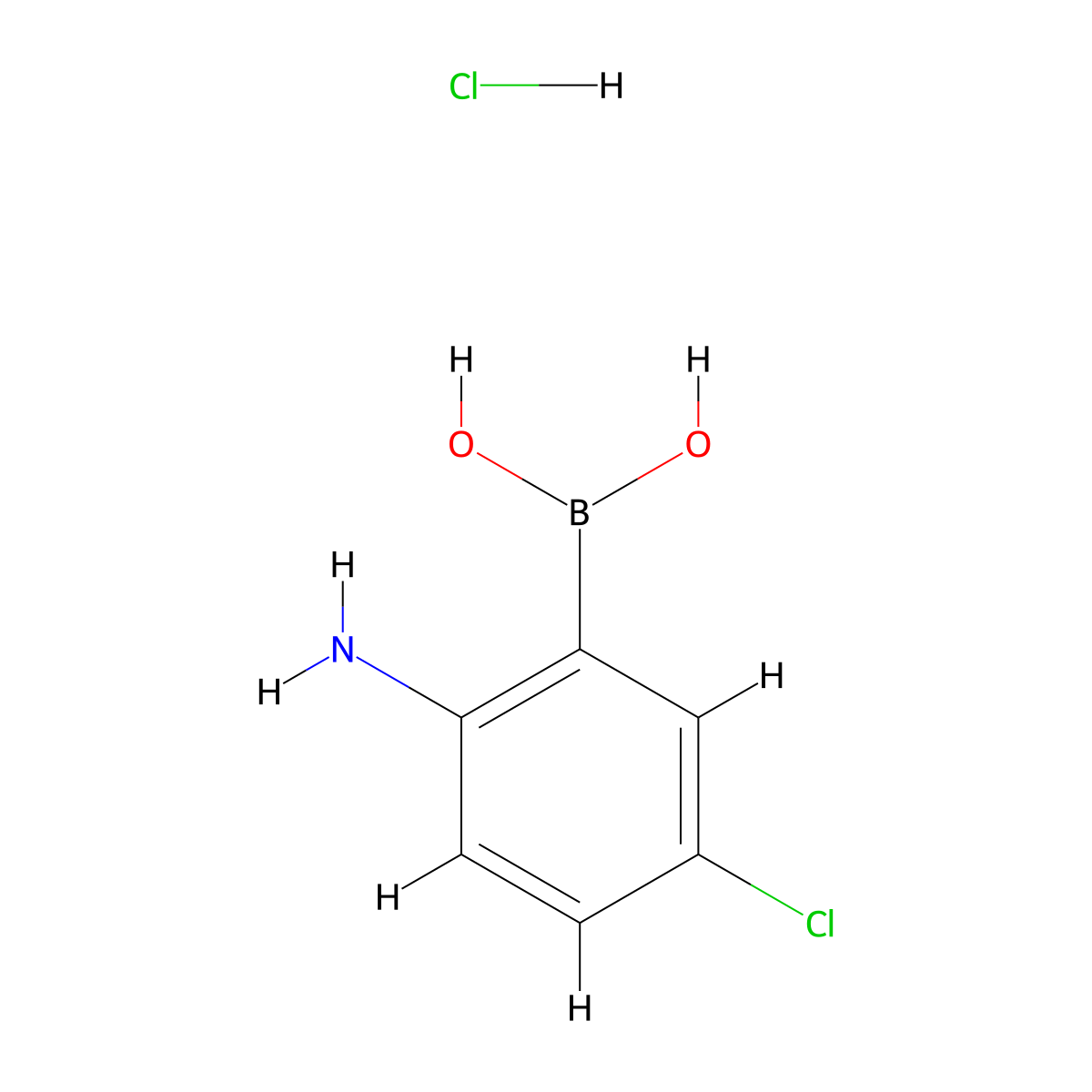 (2-Amino-5-chlorophenyl)boronic acid hydrochloride molecular structure, CAS 2377608-36-9