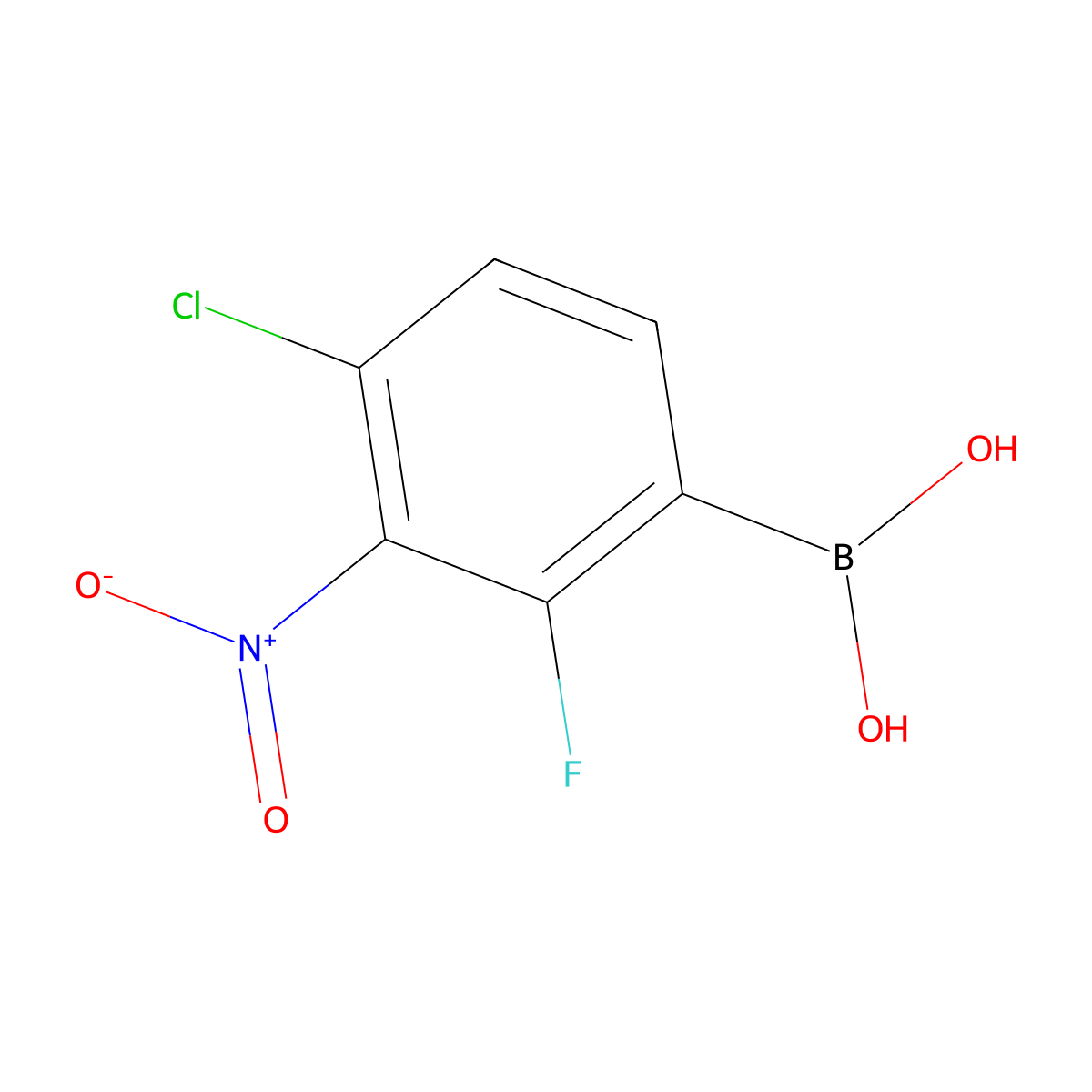 (4-Chloro-2-fluoro-3-nitrophenyl)boronic acid molecular structure, CAS 2377608-37-0