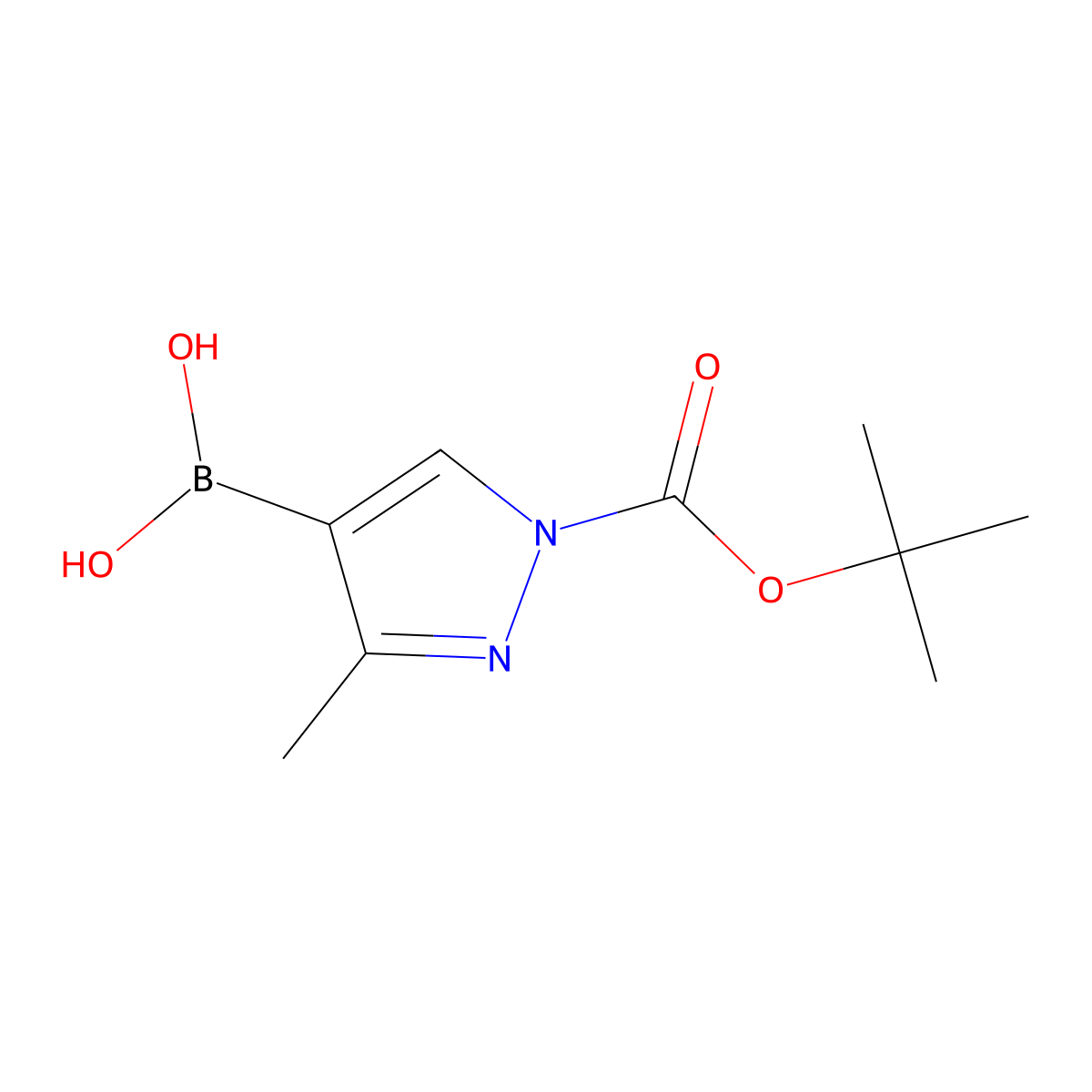 1-Boc-3-methylpyrazole-4-boronic acid molecular structure, CAS 2377608-38-1