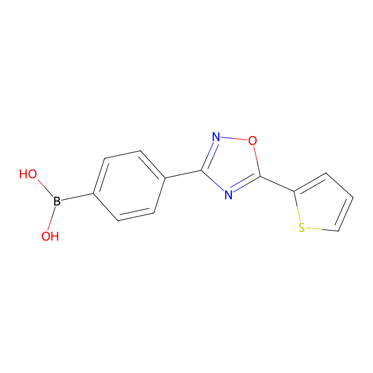 {4-[5-(Thiophen-2-yl)-1,2,4-oxadiazol-3-yl]phenyl}boronic acid molecular structure, CAS 2377608-39-2