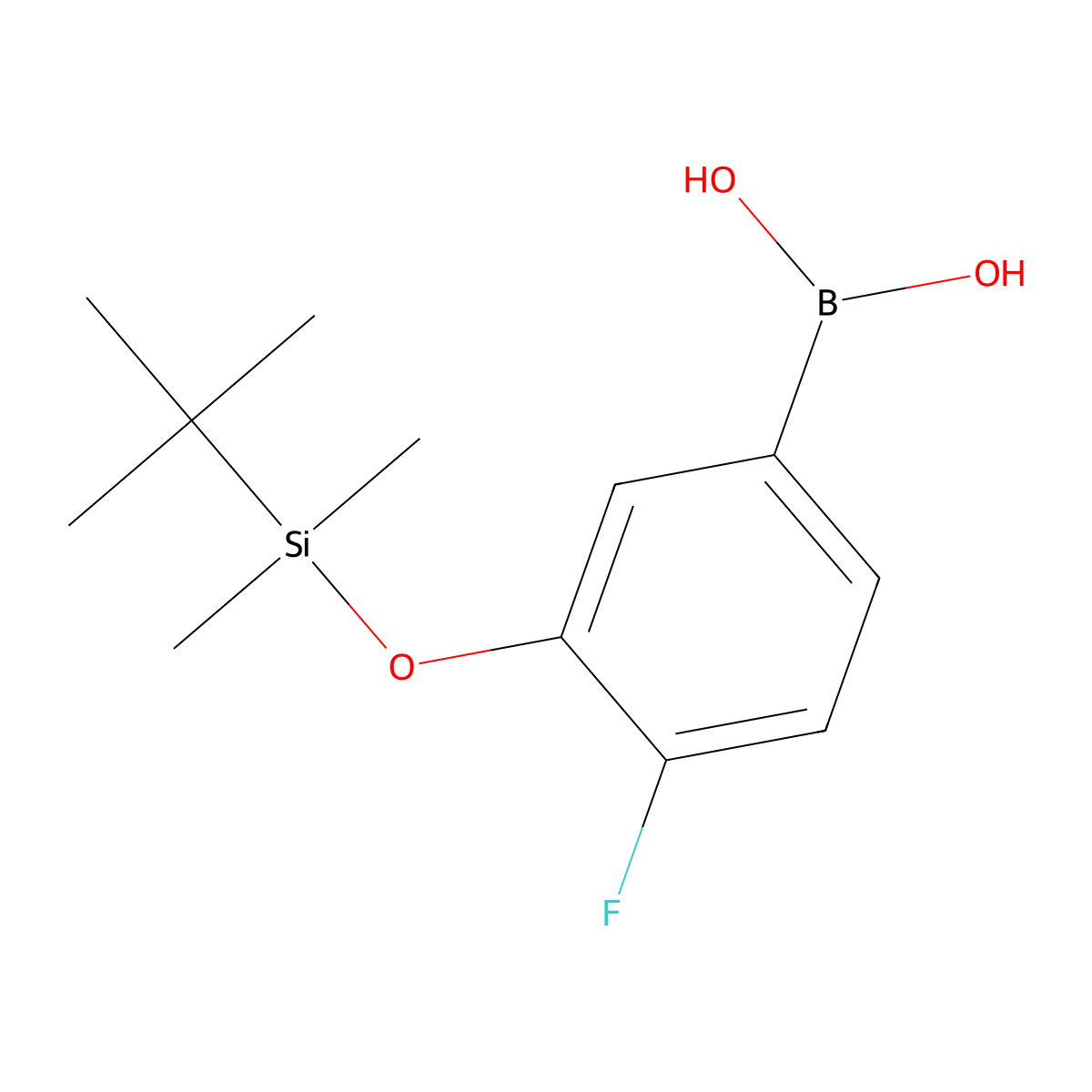 3-(t-Butyldimethylsilyloxy)-4-fluorophenylboronic acid molecular structure, CAS 2377608-43-8