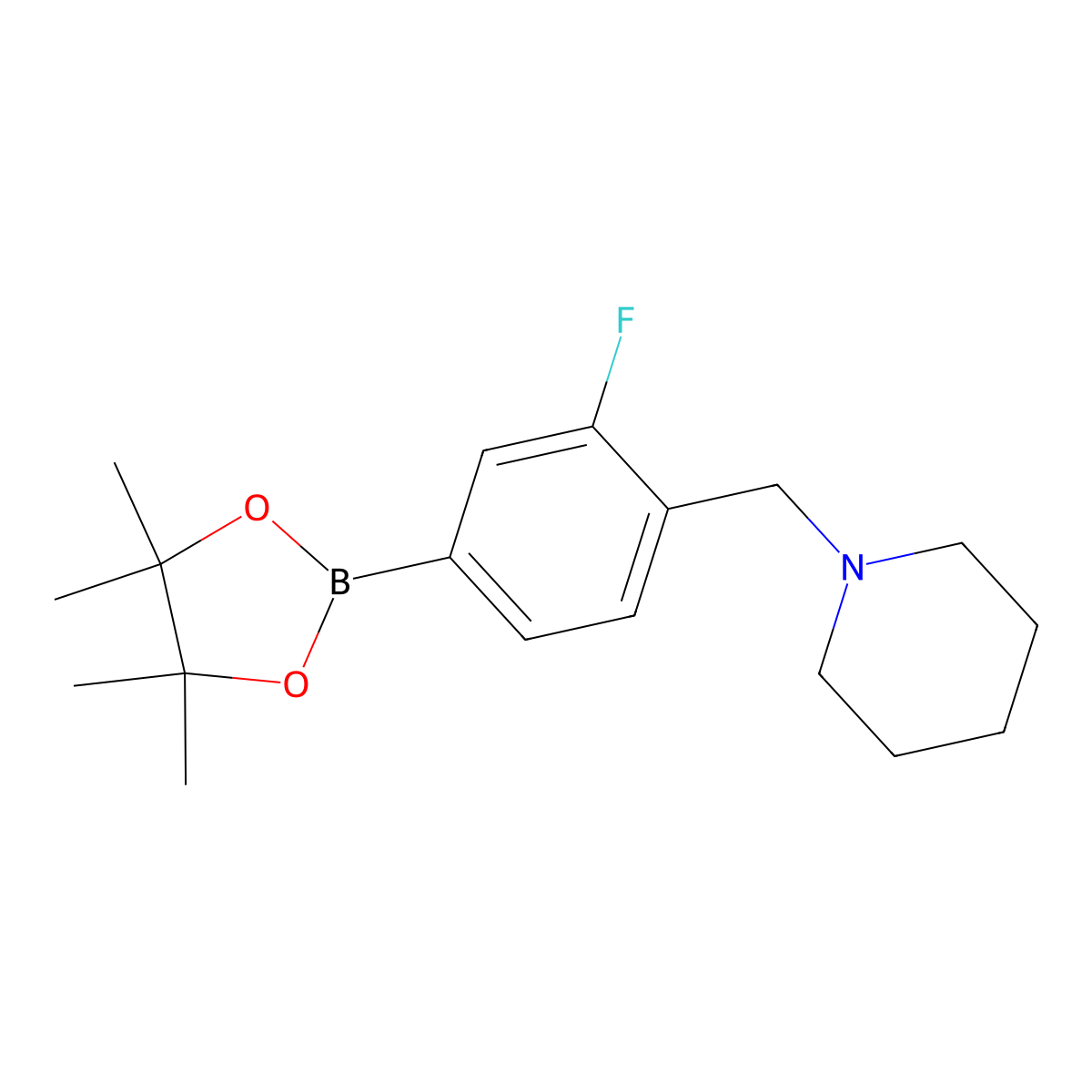 3-Fluoro-4-(piperidinomethyl)phenylboronic acid pinacol ester molecular structure, CAS 2377608-45-0