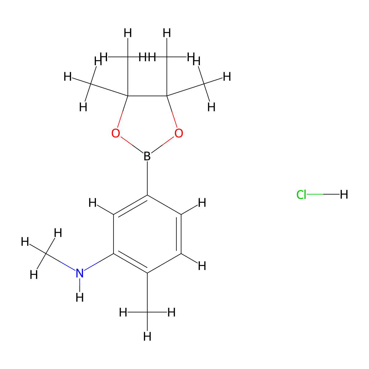 N,2-Dimethyl-5-(tetramethyl-1,3,2-dioxaborolan-2-yl)aniline hydrochloride molecular structure, CAS 2377608-46-1
