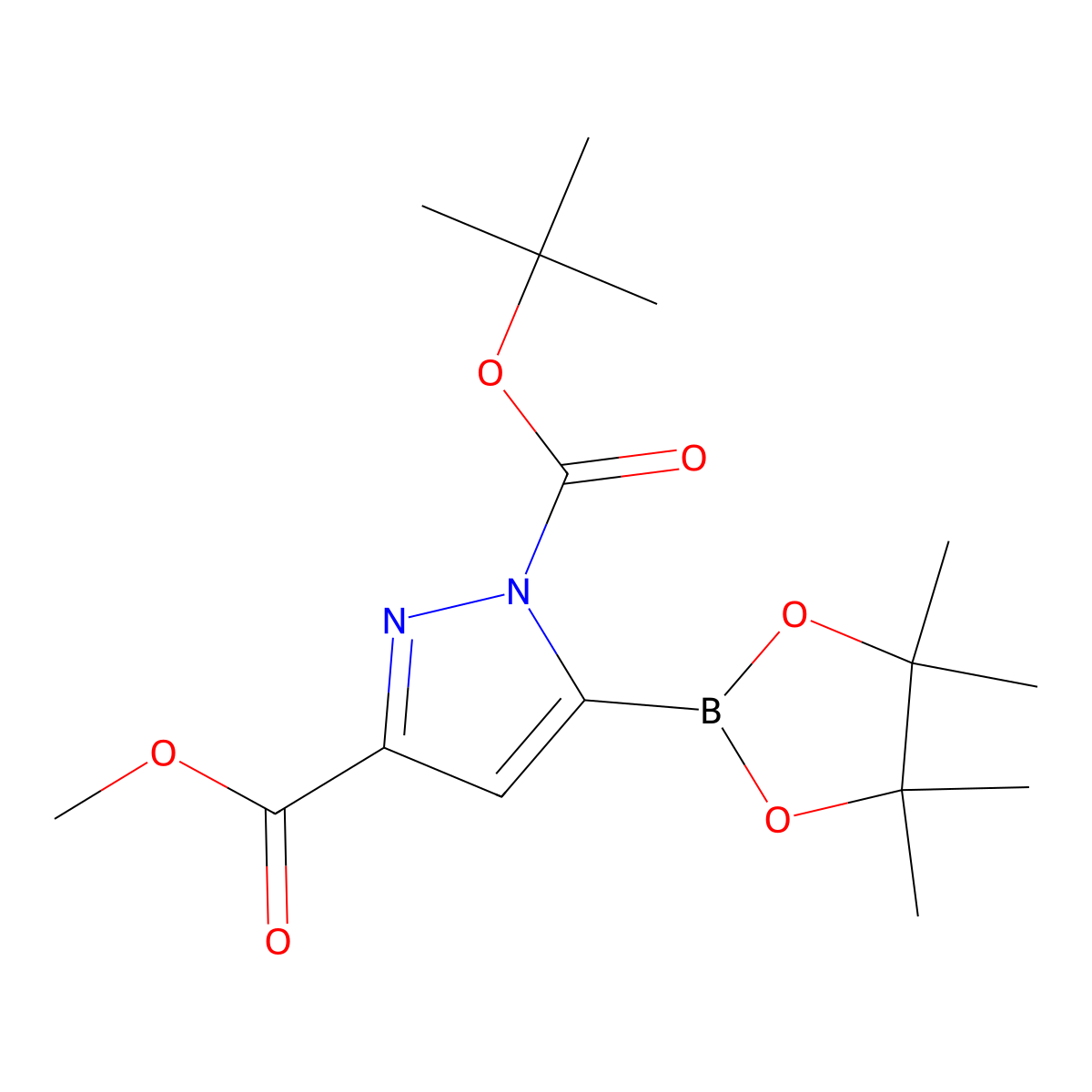 1-BOC-3-(Methoxycarbonyl)-1H-pyrazole-5-boronic acid pinacol ester molecular structure, CAS 2377608-52-9