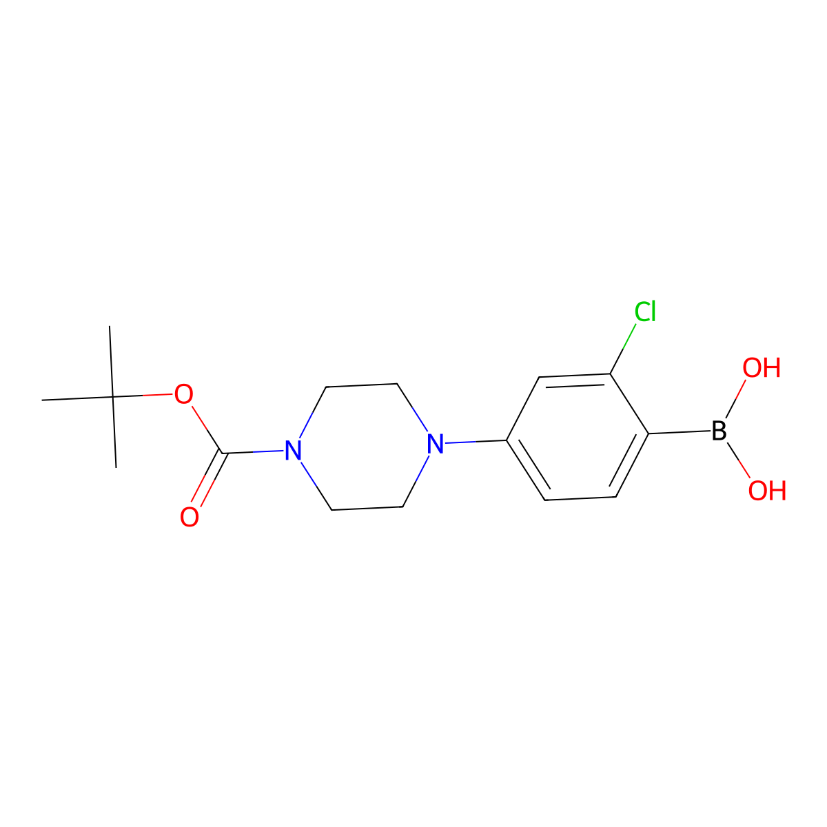 (4-(4-(Tert-butoxycarbonyl)piperazin-1-yl)-2-chlorophenyl)boronic acid molecular structure, CAS 2377608-54-1