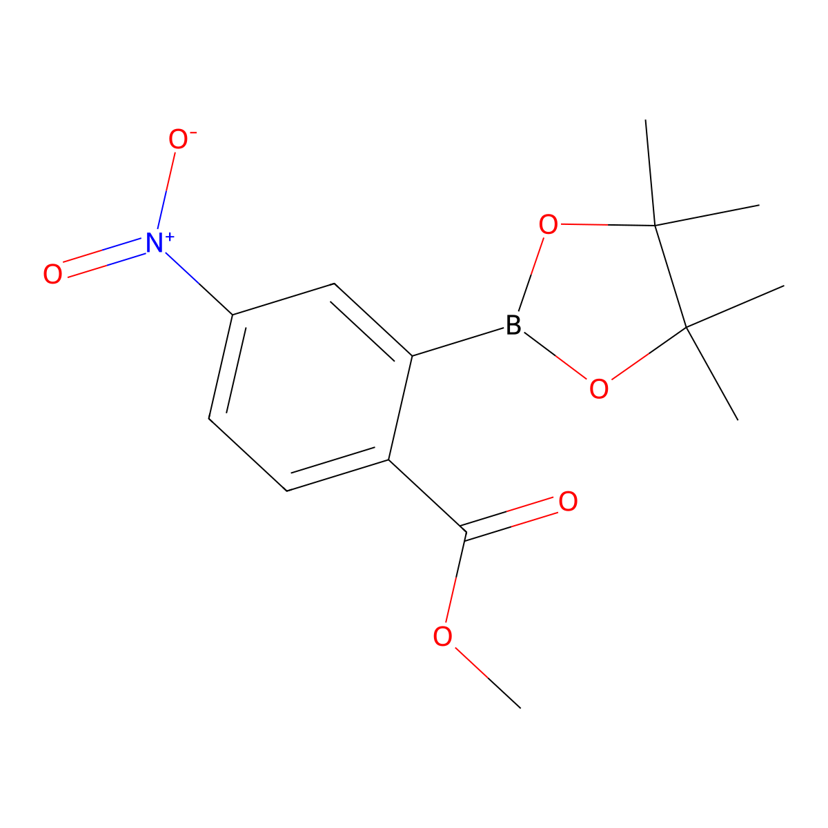 Methyl 4-nitro-2-(tetramethyl-1,3,2-dioxaborolan-2-yl)benzoate molecular structure, CAS 2377608-56-3