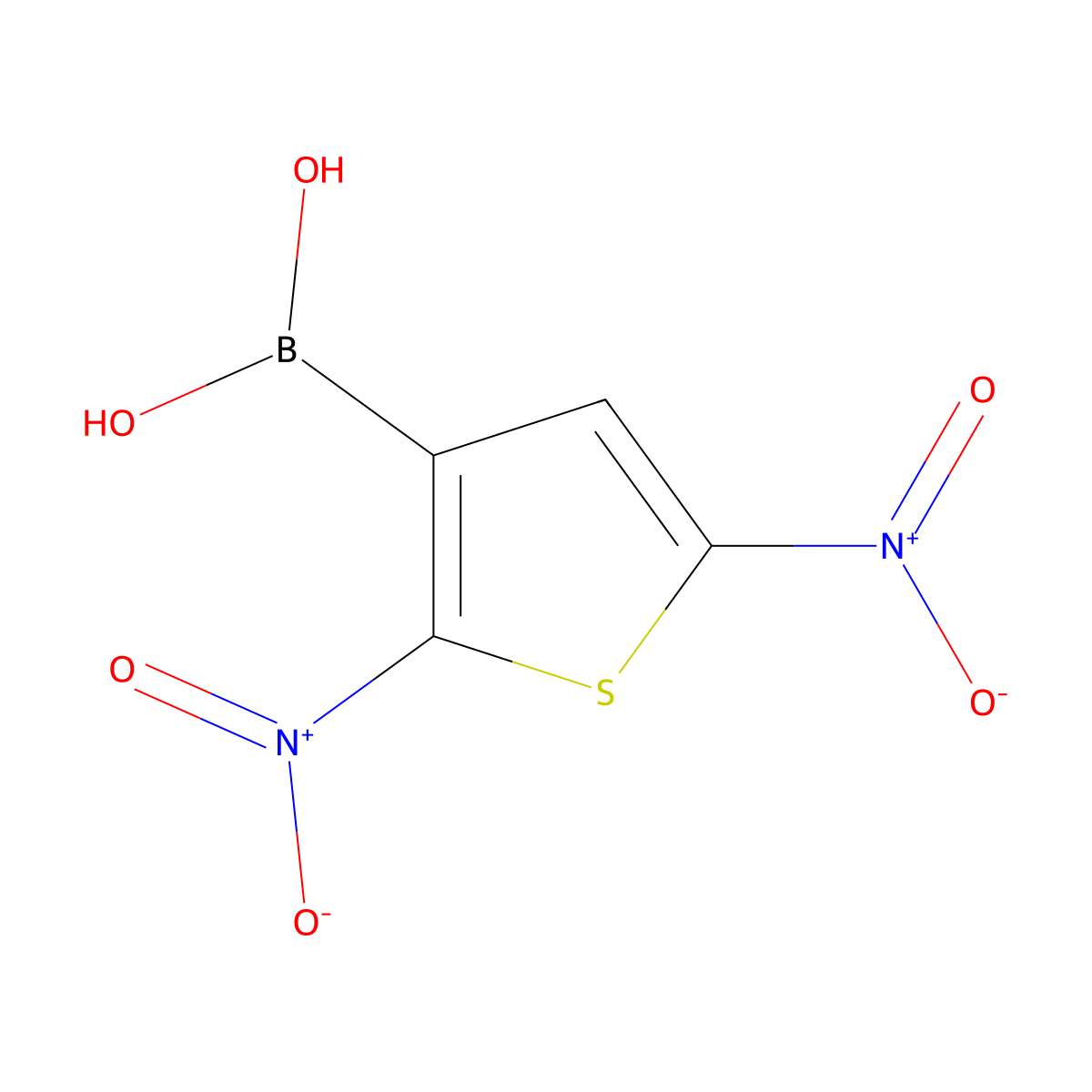 2,5-Dinitrothiophene-3-boronic acid molecular structure, CAS 2377608-57-4