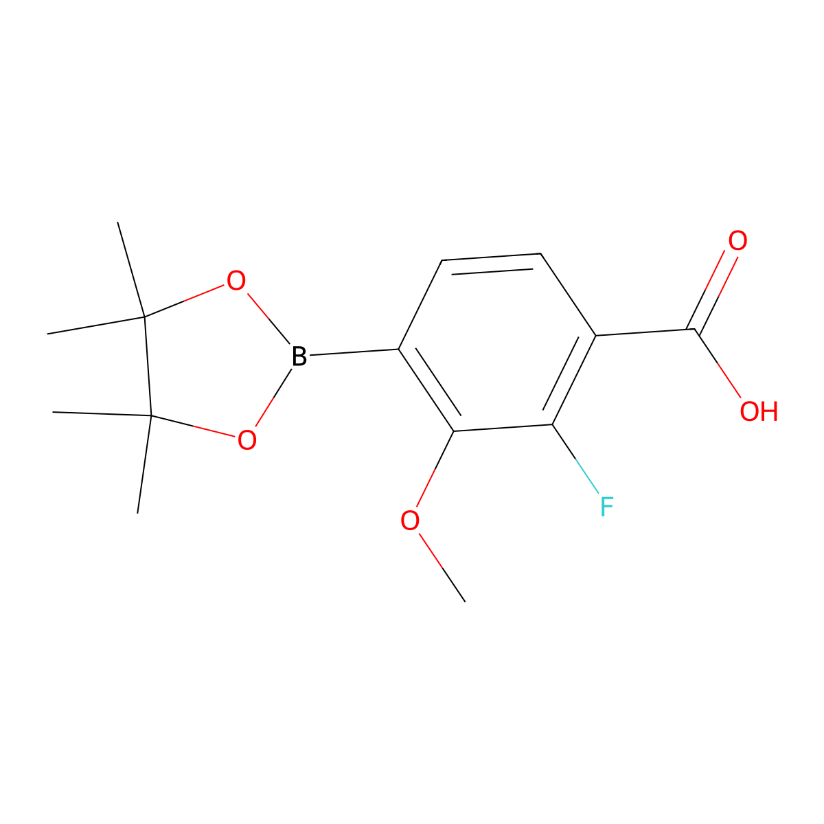 2-Fluoro-3-methoxy-4-(tetramethyl-1,3,2-dioxaborolan-2-yl)benzoic acid molecular structure, CAS 2377608-63-2