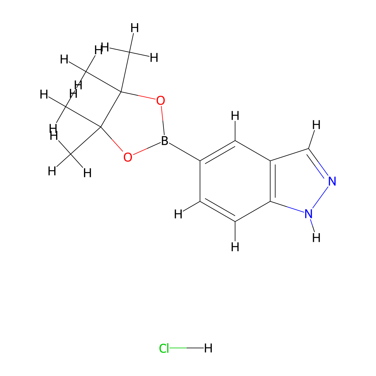 5-(4,4,5,5-tetramethyl-1,3,2-dioxaborolan-2-yl)-1H-indazole hydrochloride molecular structure, CAS 2377608-65-4