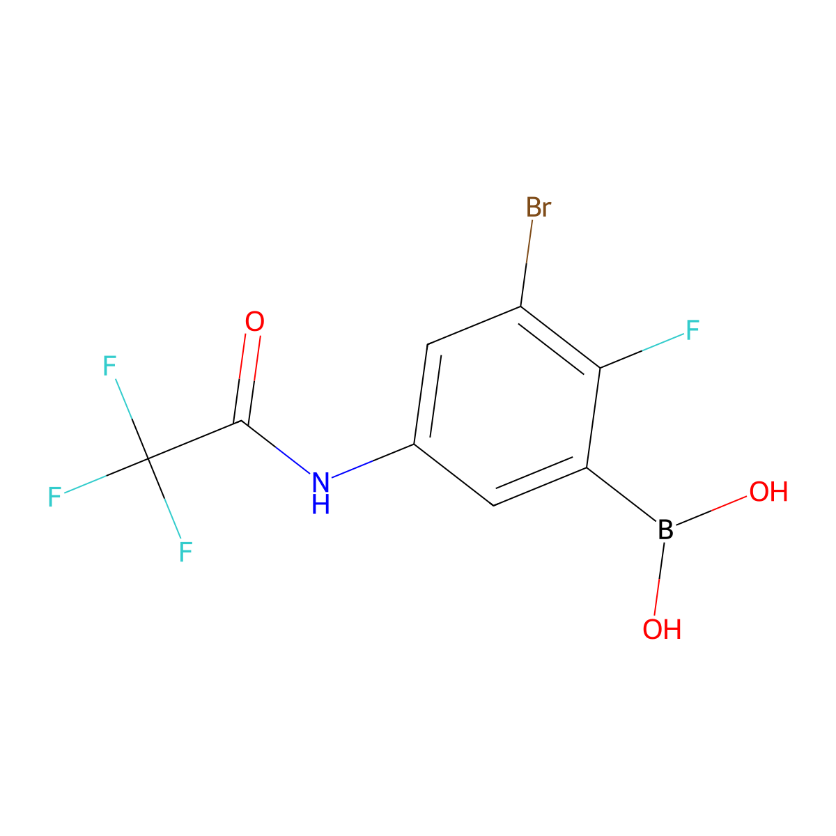 3-Bromo-2-fluoro-5-(trifluoroacetamido)phenylboronic acid molecular structure, CAS 2377608-69-8