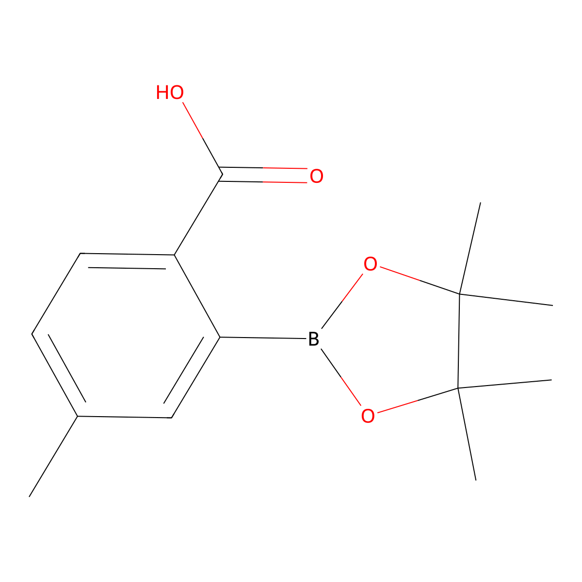 4-Methyl-2-(tetramethyl-1,3,2-dioxaborolan-2-yl)benzoic acid molecular structure, CAS 2377608-70-1