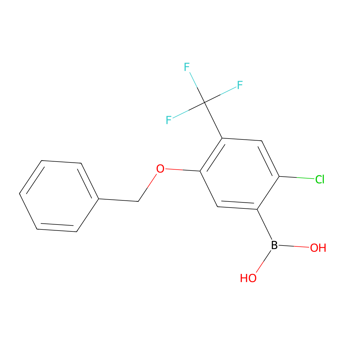 5-(Benzyloxy)-2-chloro-4-(trifluoromethyl)phenylboronic acid molecular structure, CAS 2377608-74-5