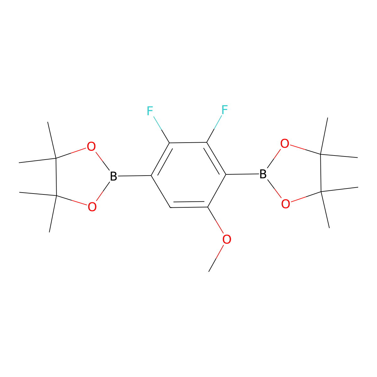 2,3-Difluoro-5-methoxy-1,4-phenylenediboronic acid, pinacol ester molecular structure, CAS 2377608-79-0