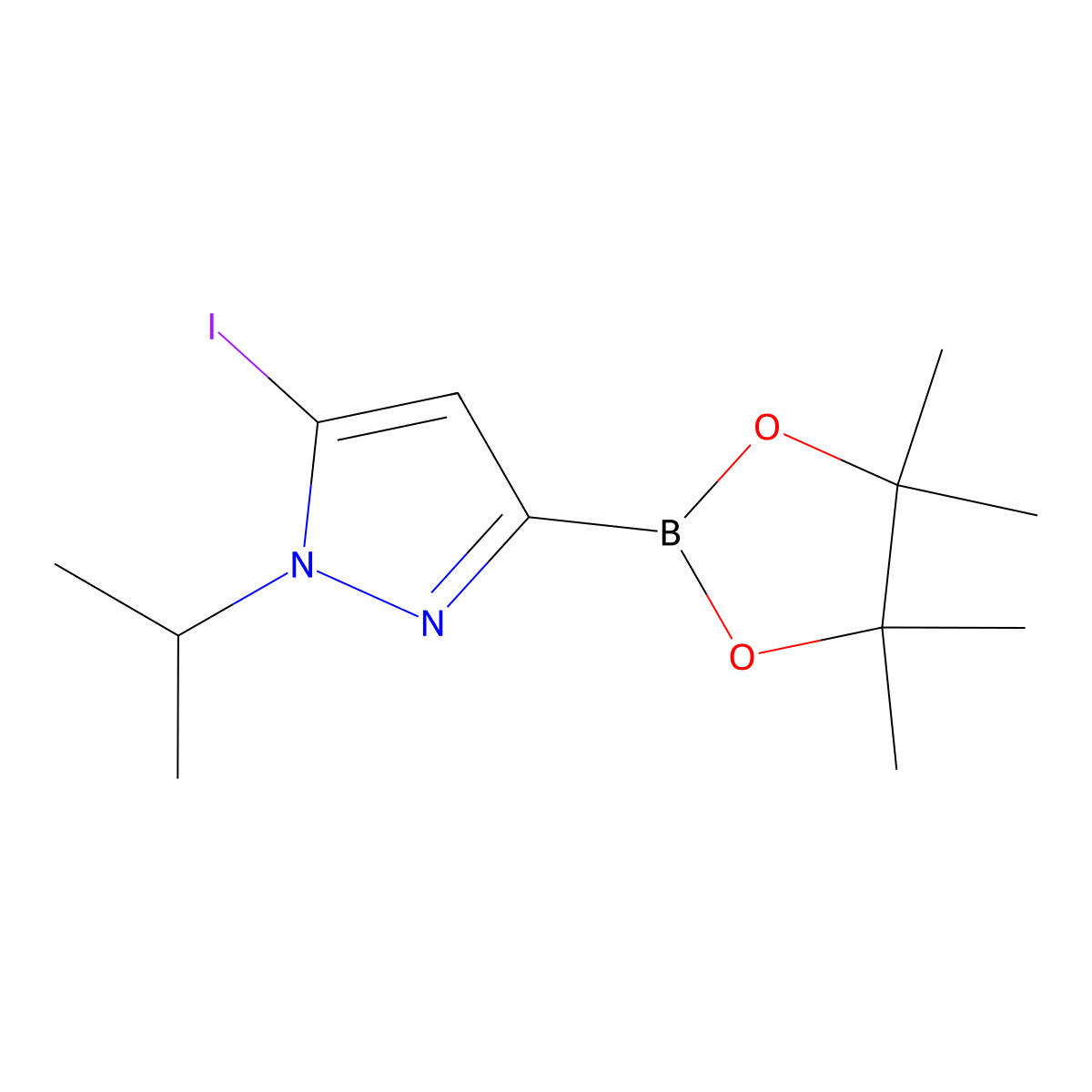 5-Iodo-1-isopropylpyrazole-3-boronic acid, pinacol ester molecular structure, CAS 2377608-81-4