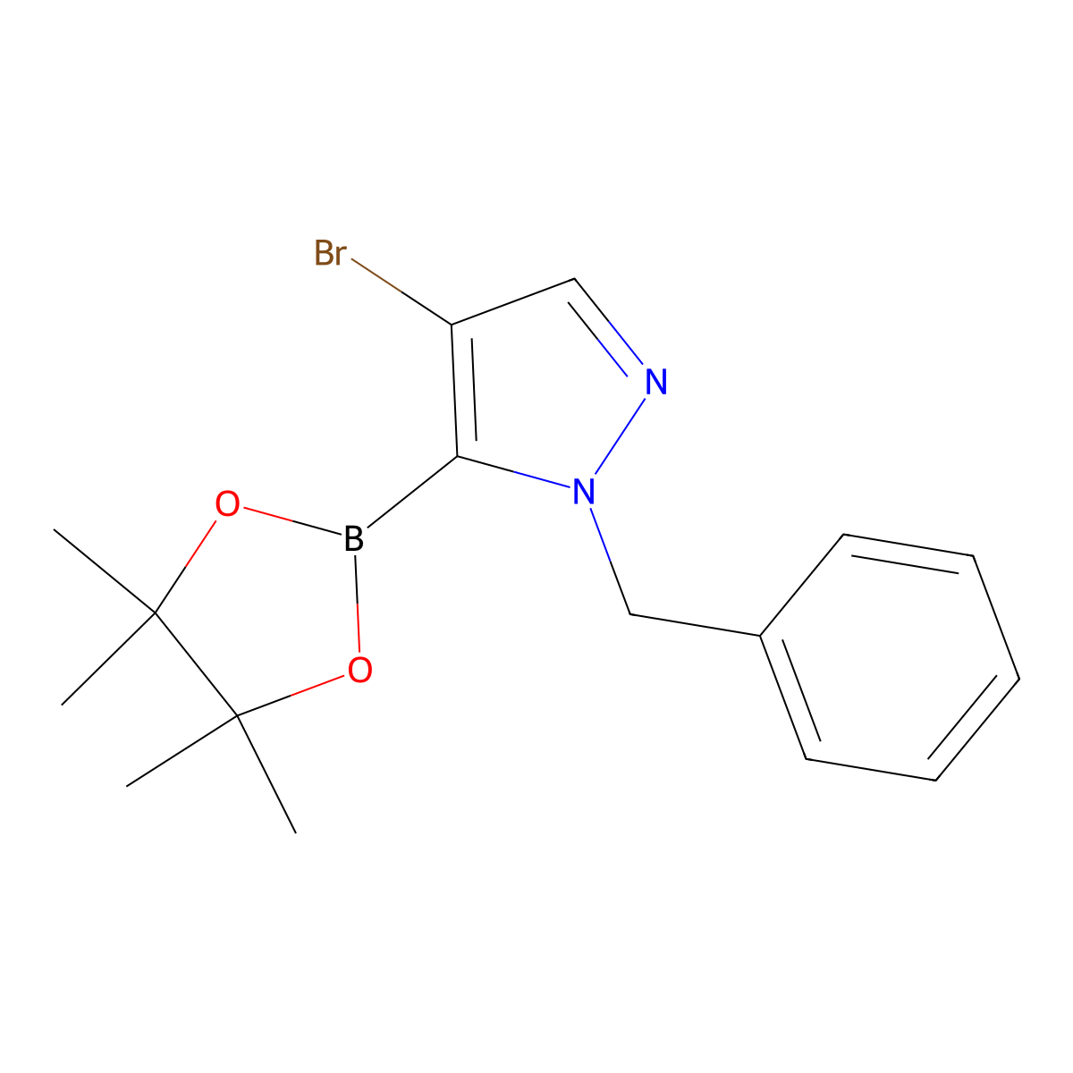 1-Benzyl-4-bromopyrazole-5-boronic acid, pinacol ester molecular structure, CAS 2377608-85-8