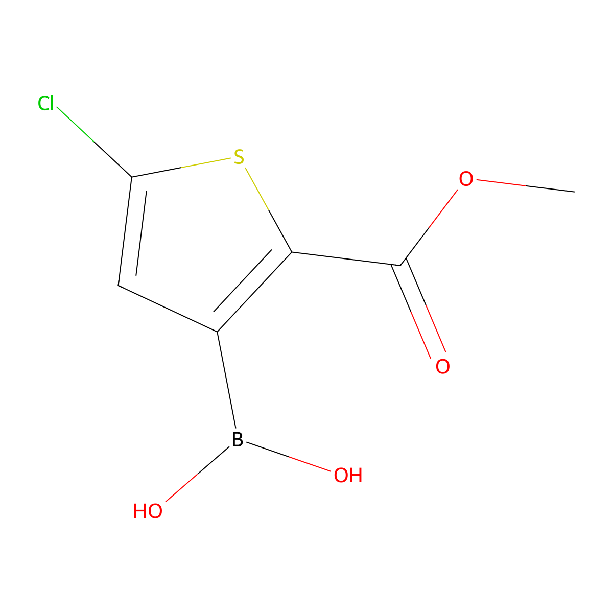 5-Chloro-2-(methoxycarbonyl)thiophene-3-boronic acid molecular structure, CAS 2377608-92-7