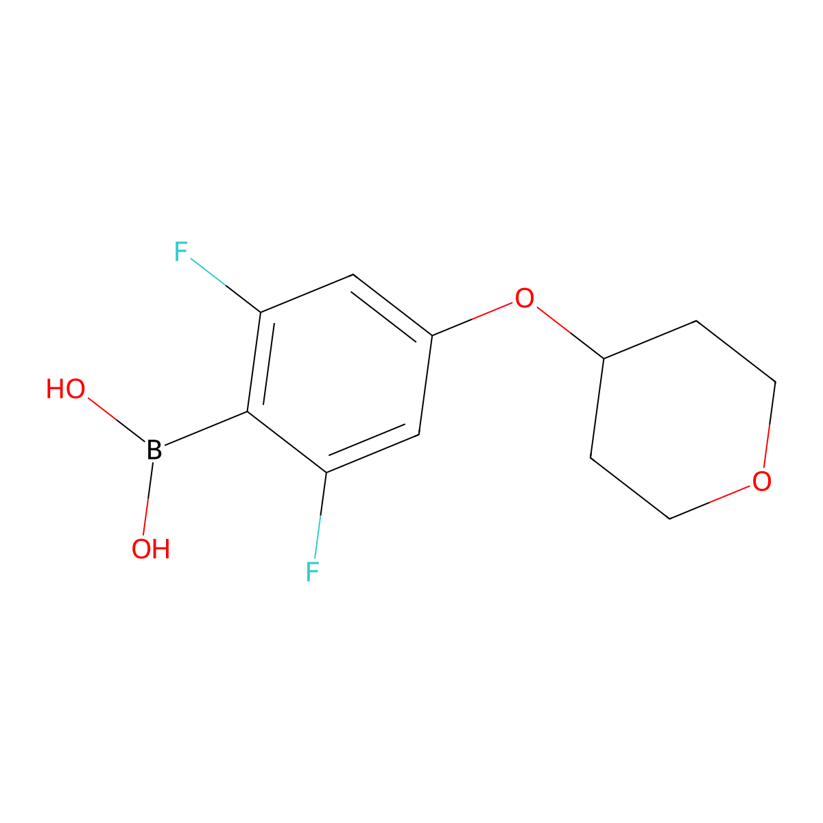 [2,6-Difluoro-4-(oxan-4-yloxy)phenyl]boronic acid molecular structure, CAS 2377608-93-8