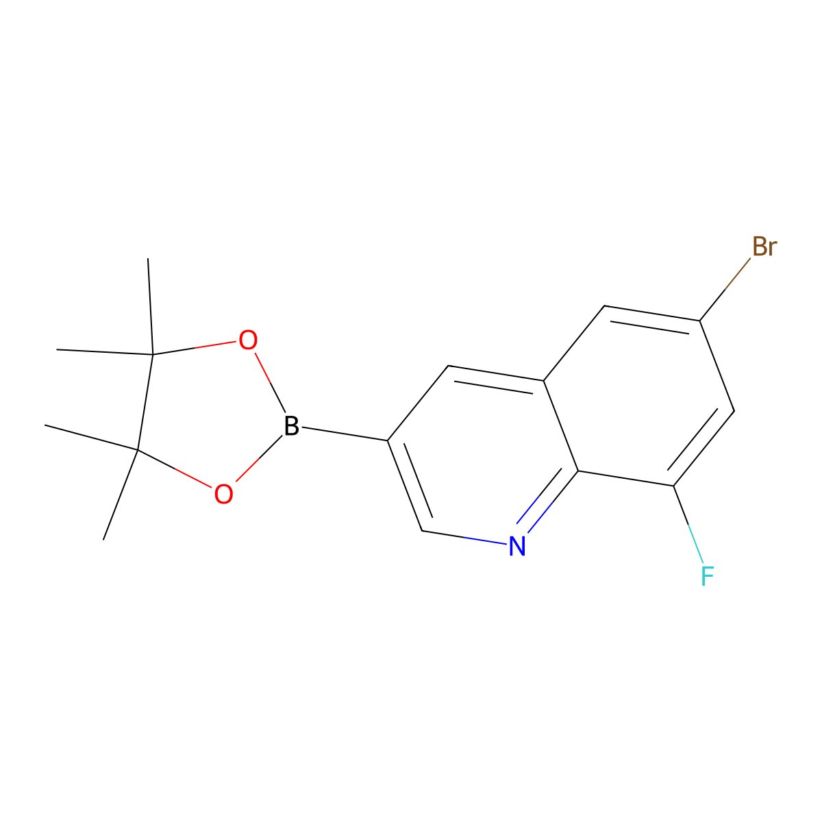 6-Bromo-8-fluoroquinoline-3-boronic acid pinacol ester molecular structure, CAS 2377608-99-4